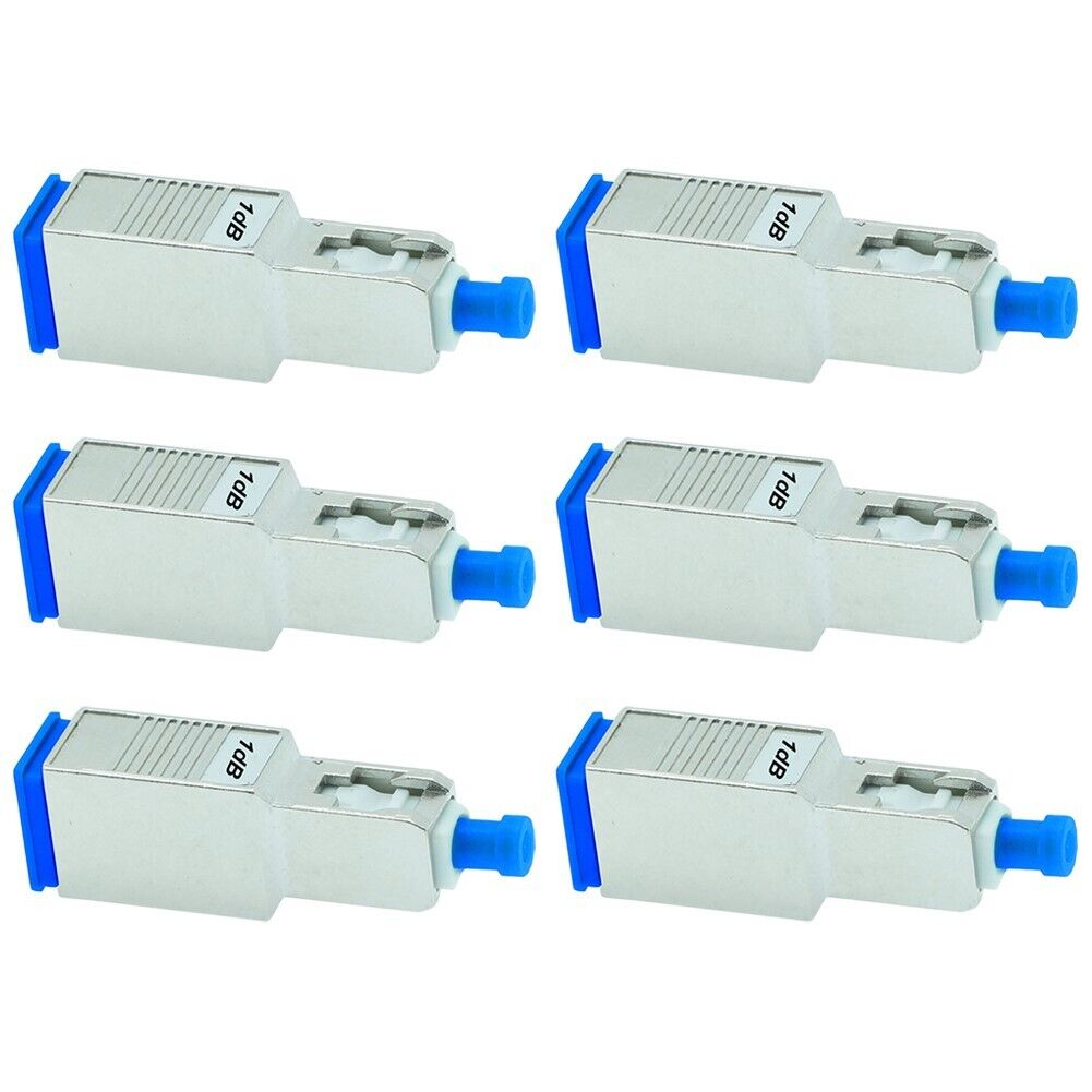 6 Pcs 1dB SC UPC Connector Fiber Optic Optical Single Mode Attenuator Metal Blue