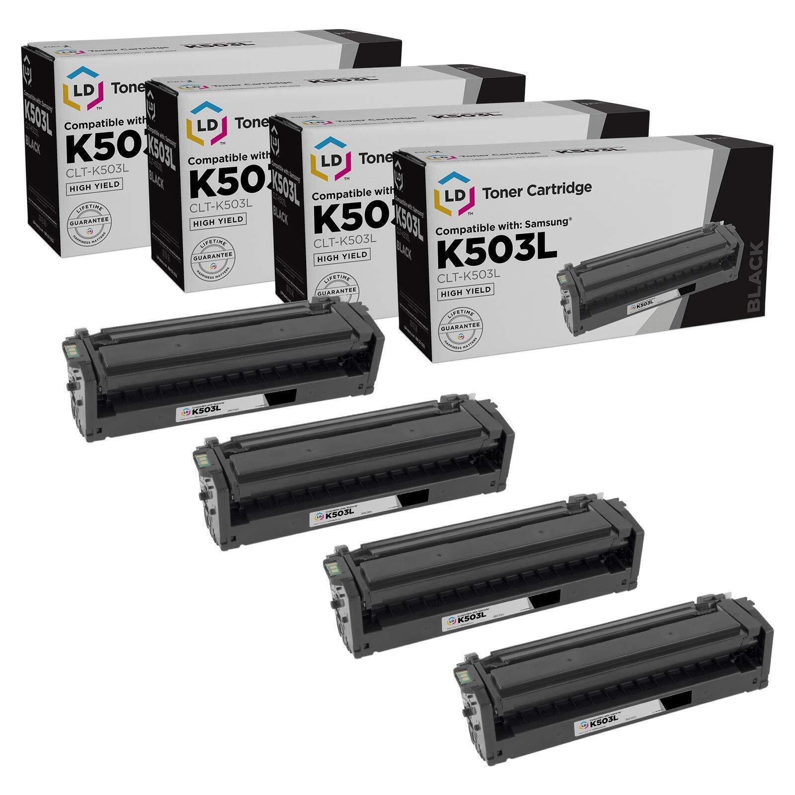 LD Compatible Samsung CLT-K503L Black Toner Set of 4 for C3010DW & C3060FW MFP
