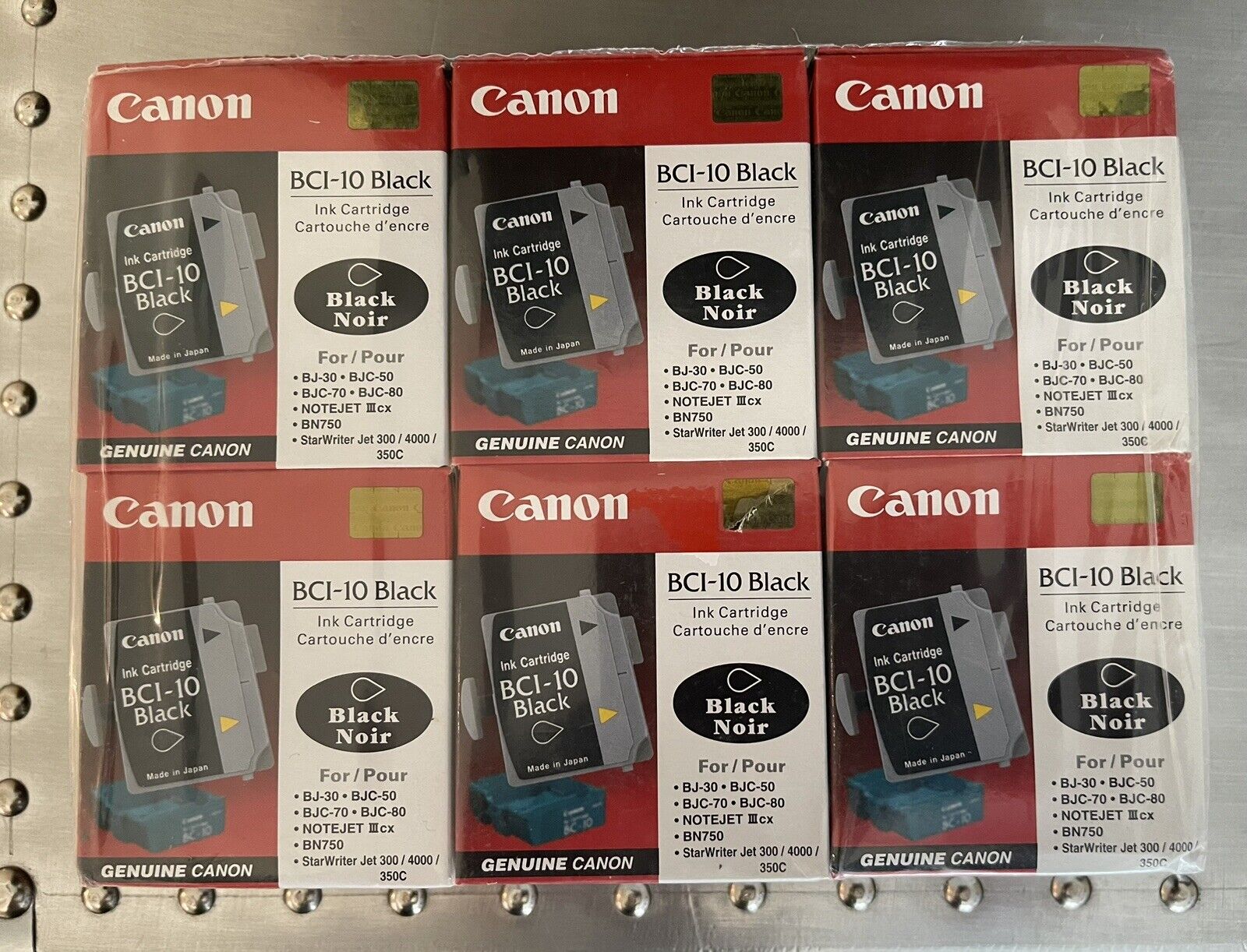 6 Sealed Boxes Of Genuine Canon BCI-10 Black Ink Cartridges  18 Total