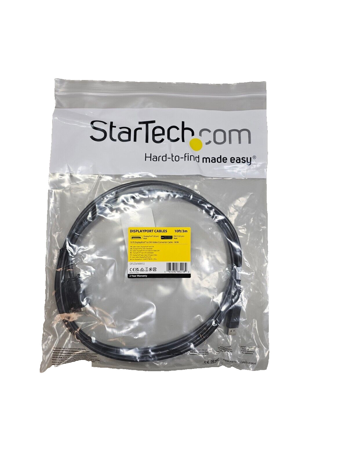 New StarTech 10FT DisplayPort Male To DVI Male Video Adapter Converter Cable