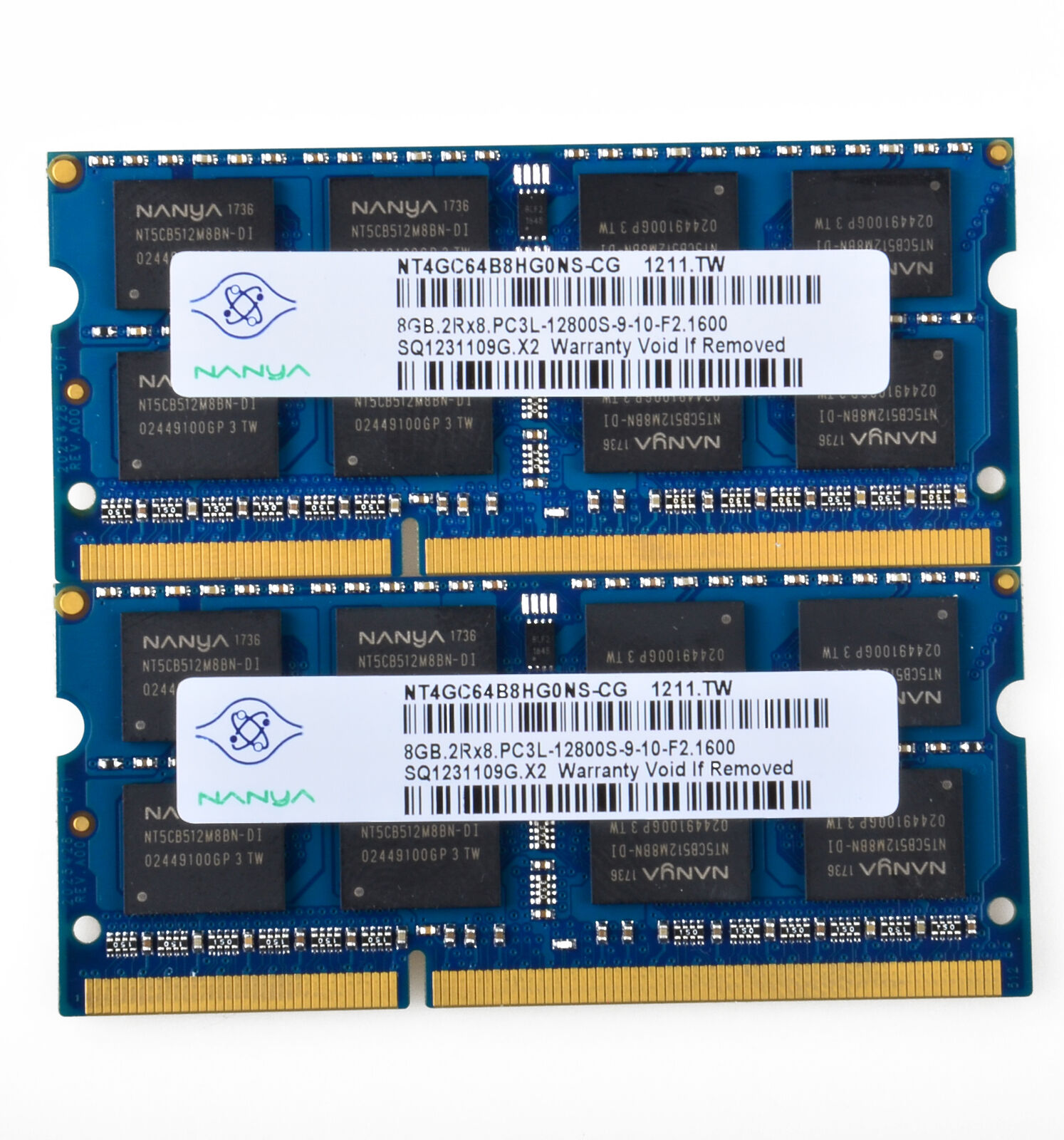 Nanya 16 GB DDR3L RAM 2x 8 GB PC3L-12800S 1600Mhz SODIMM 204pin Laptop Memory