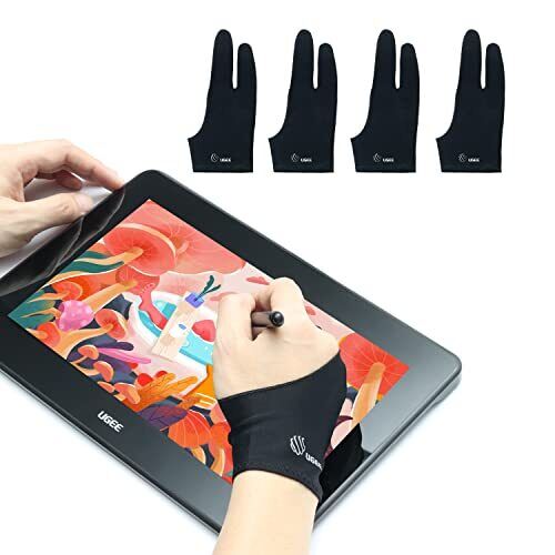 4 Pack Two-Finger Artist Glove for Drawing Tablet Graphics Painting Gloves