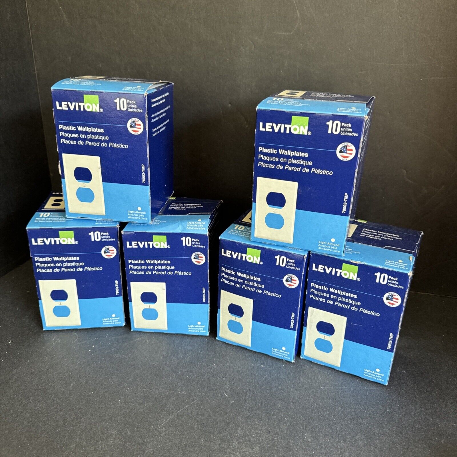 6boxes Of 10ea Leviton Mfg M56-78003-TMP Wall Plate Light Almond