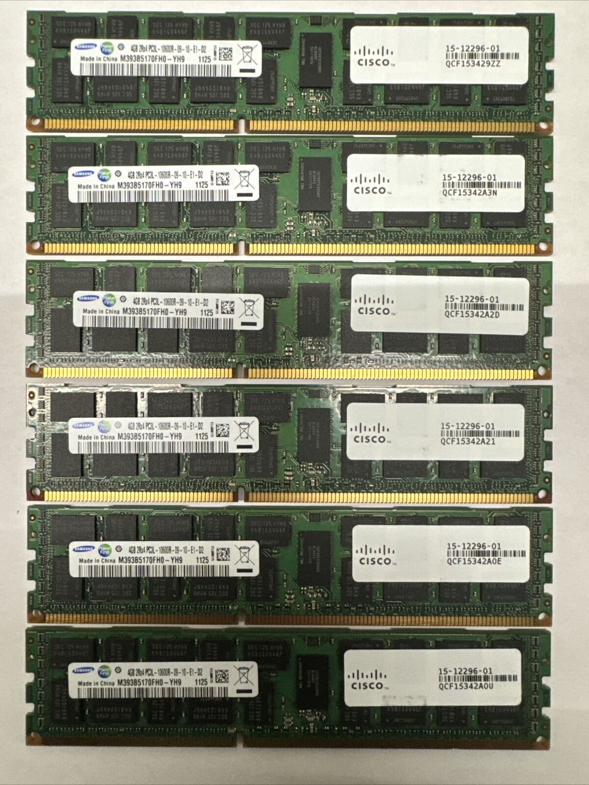 LOT OF 6 Samsung M393B5170FH0-CH9 4GB 2Rx4 PC3-10600R DDR3 Registered Server RAM