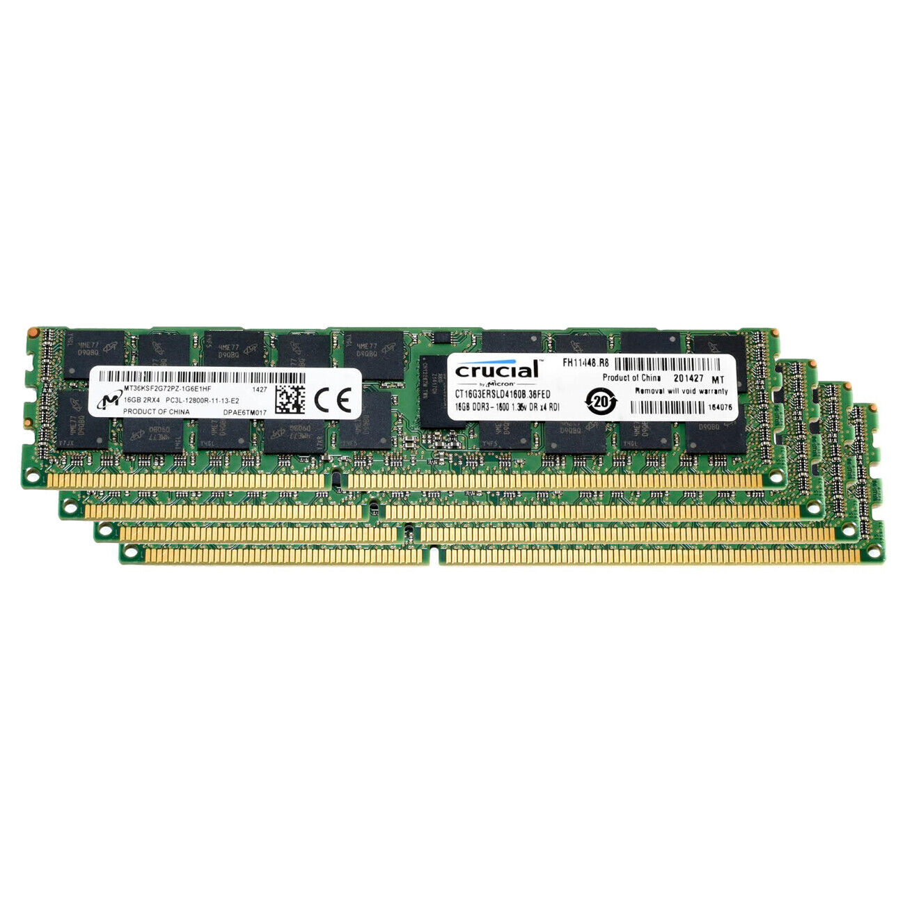 Crucial DDR3L 64GB (4 x 16GB) 1600MHz PC3-12800 2Rx4 REG ECC RAM Server Memory