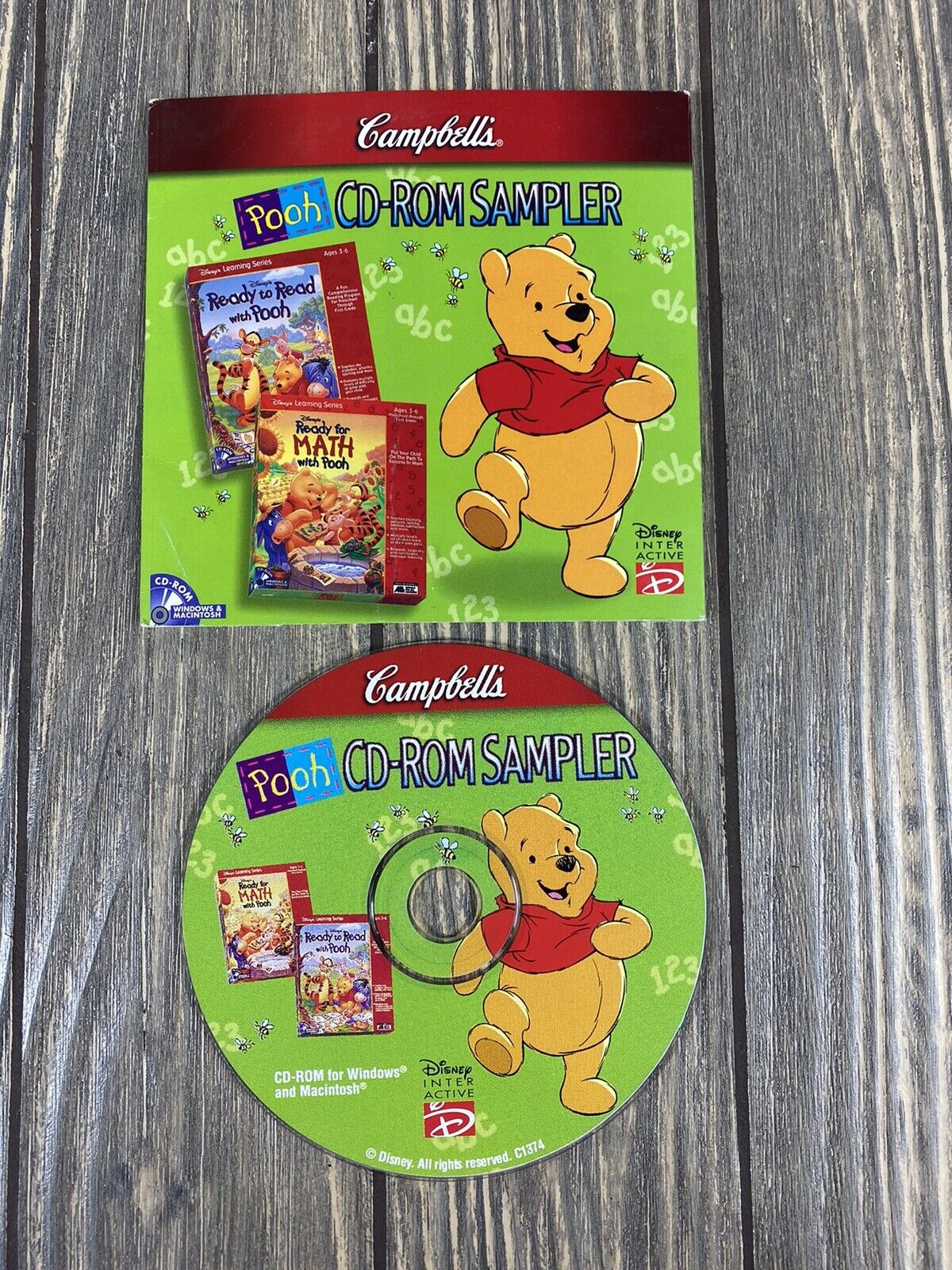 Campbell\'s Disney Winnie the Pooh CD-ROM Sampler Demo Kids PC Games Print Studio