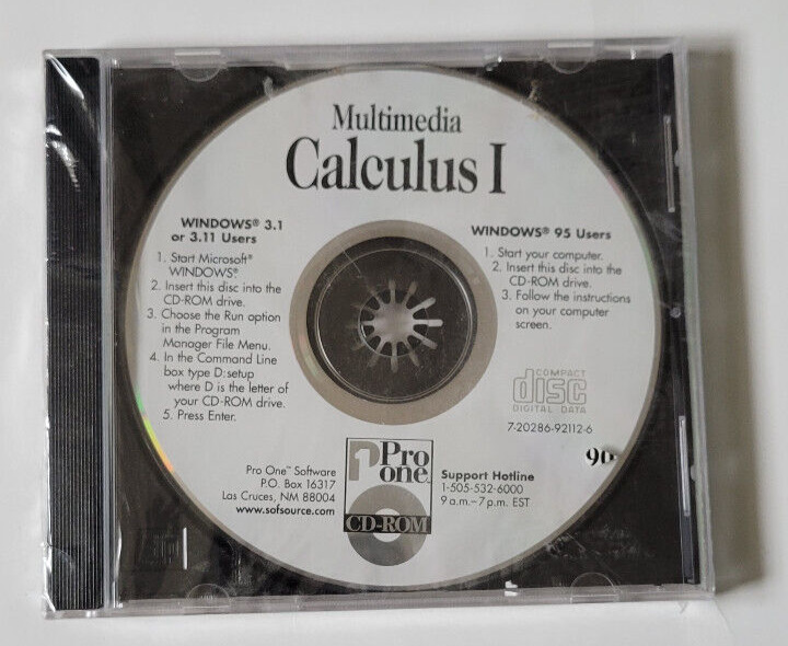 Pro One Software Multimedia Calculus I CD-ROM WIN 95 3.1 Sealed
