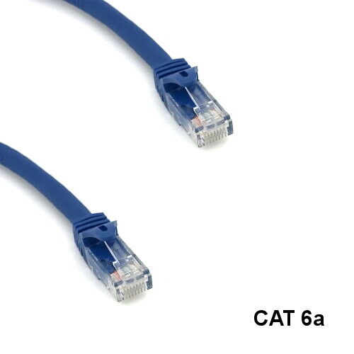 Kentek Blue 100ft Cat6A UTP Cord 10Gbps 24AWG 600MHz Pure Copper Wire EIA/TIA UL