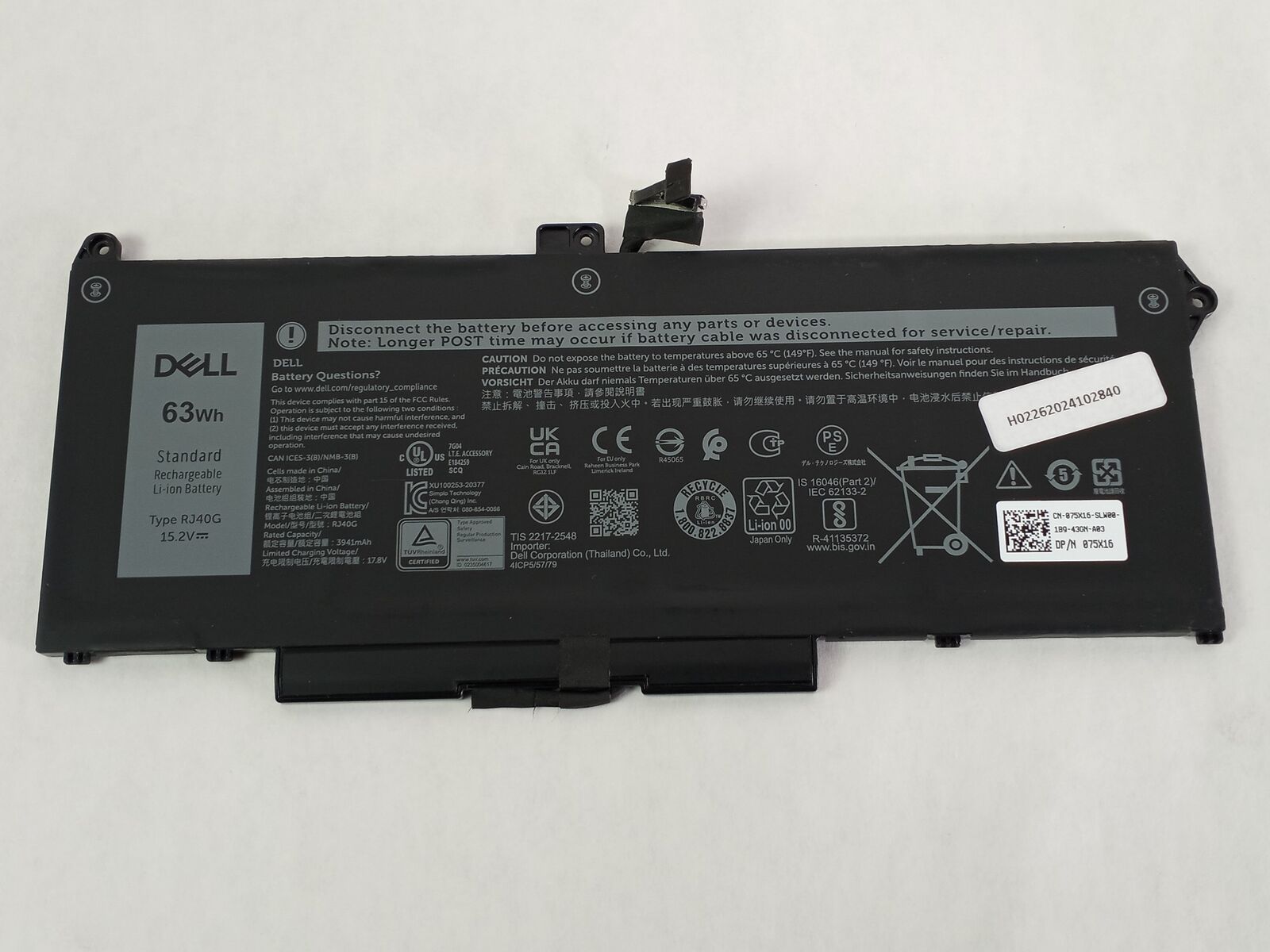 Lot of 10 Dell RJ40G 3941mAh 4 CellLaptop Battery for Latitude 5520