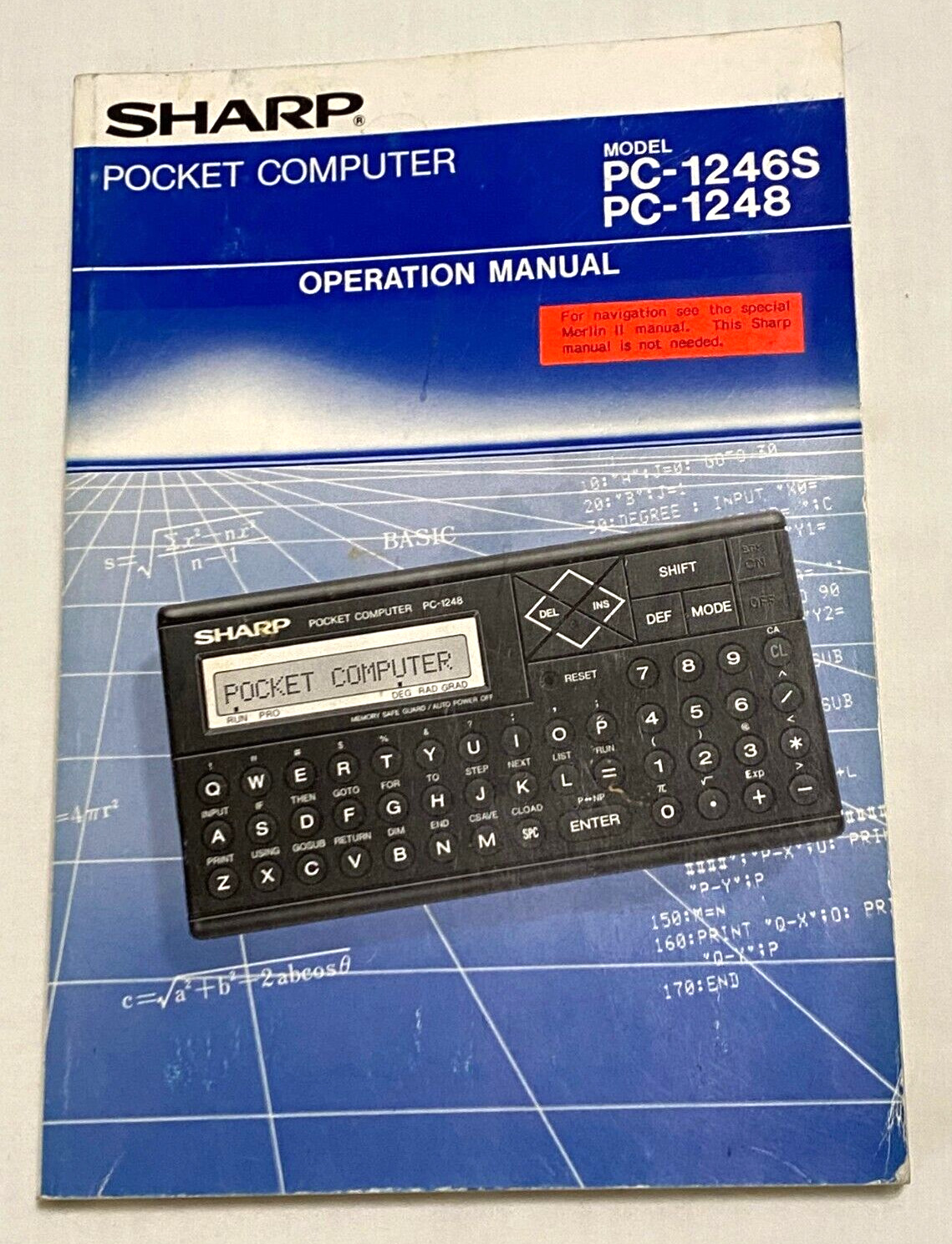 Sharp Pocket Computer Model PC-1246S PC-1248 1986 Operation Manual 1980s