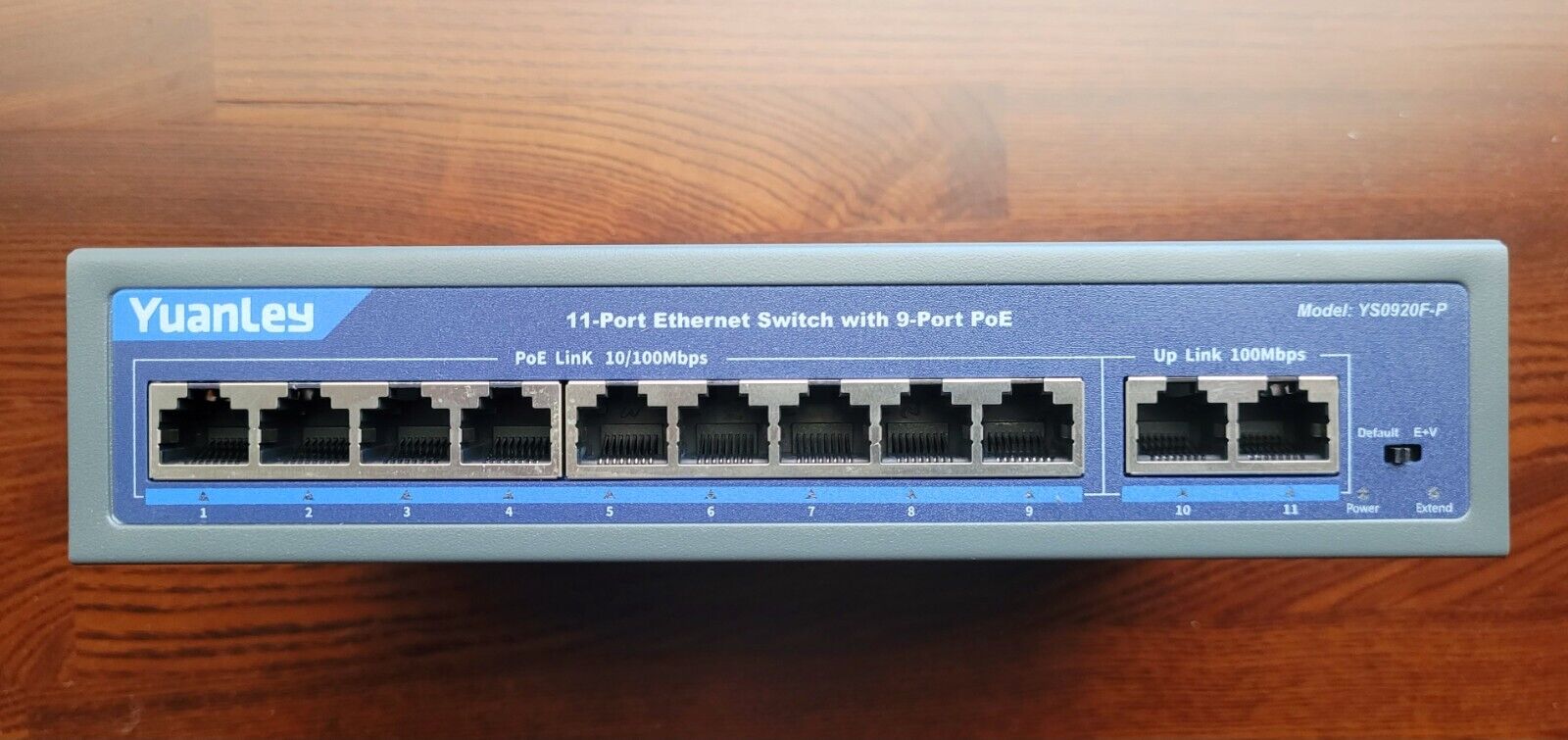 YuanLey 11 Port PoE Switch with 9 Port 10/100Mbps PoE+ 2 Port 100Mbps up link