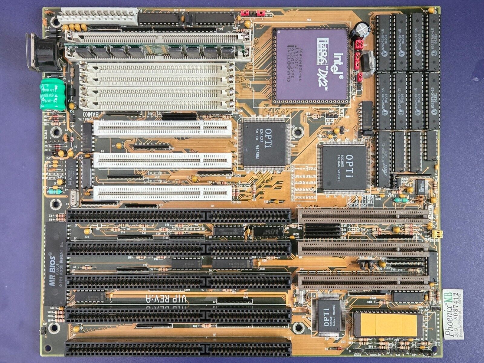Socket 3 VLB/ISA/PCI Motherboard, PCPartner OPTI 486 VIP, 486DX2-66+4mb Vintage
