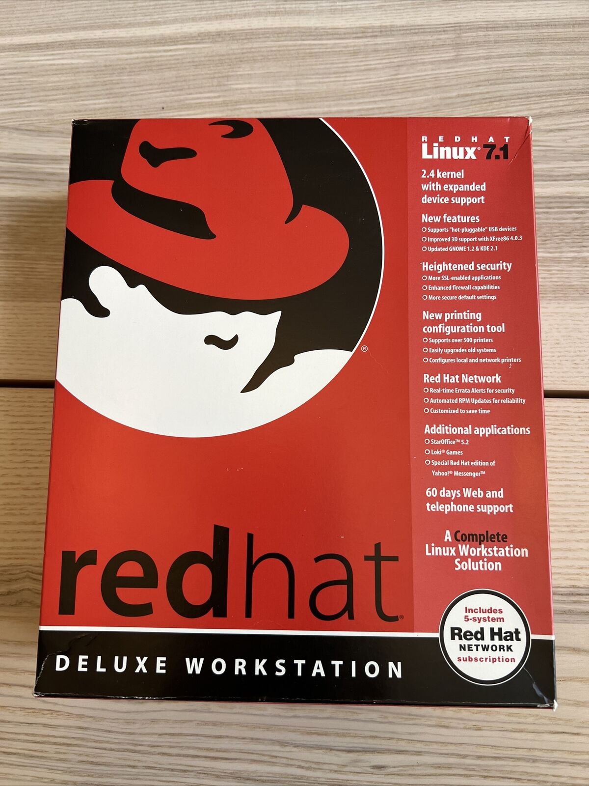 Red Hat Linux 7.1 Operating System PC Big Box Unopened Discs w/ Manuals Stickers