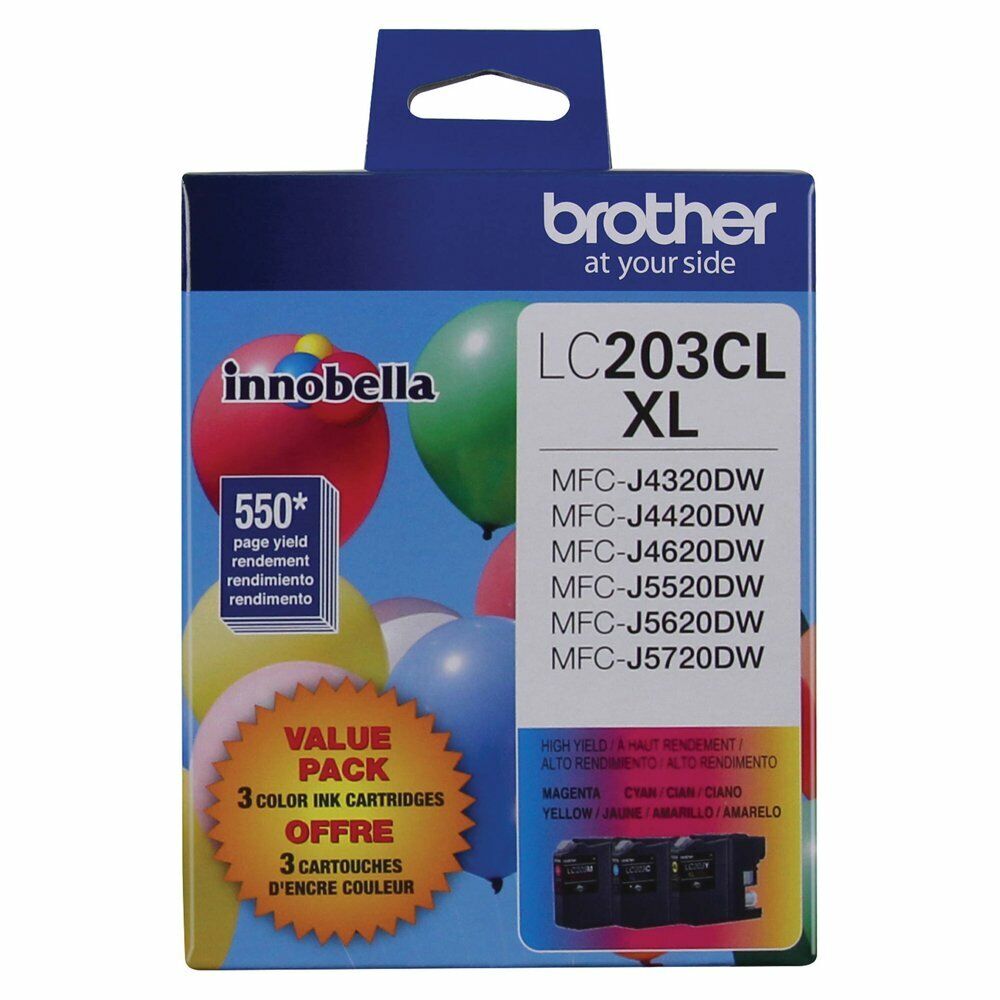 3PK GENUINE Brother LC203 XL Color Ink for MFC-J4320DW MFC-J4420DW MFC-J4620DW