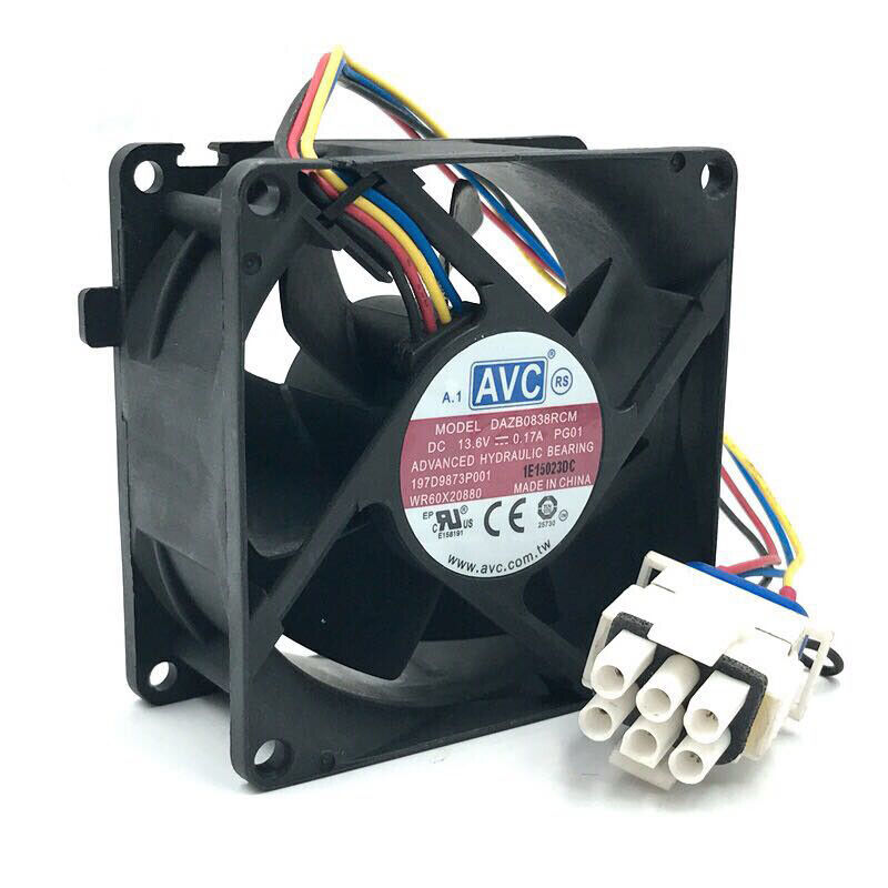 AVC DAZB0838RCM-PG01 13.6V 0.17A 4-Wire Temperature Control Fan 8CM Cooling Fan