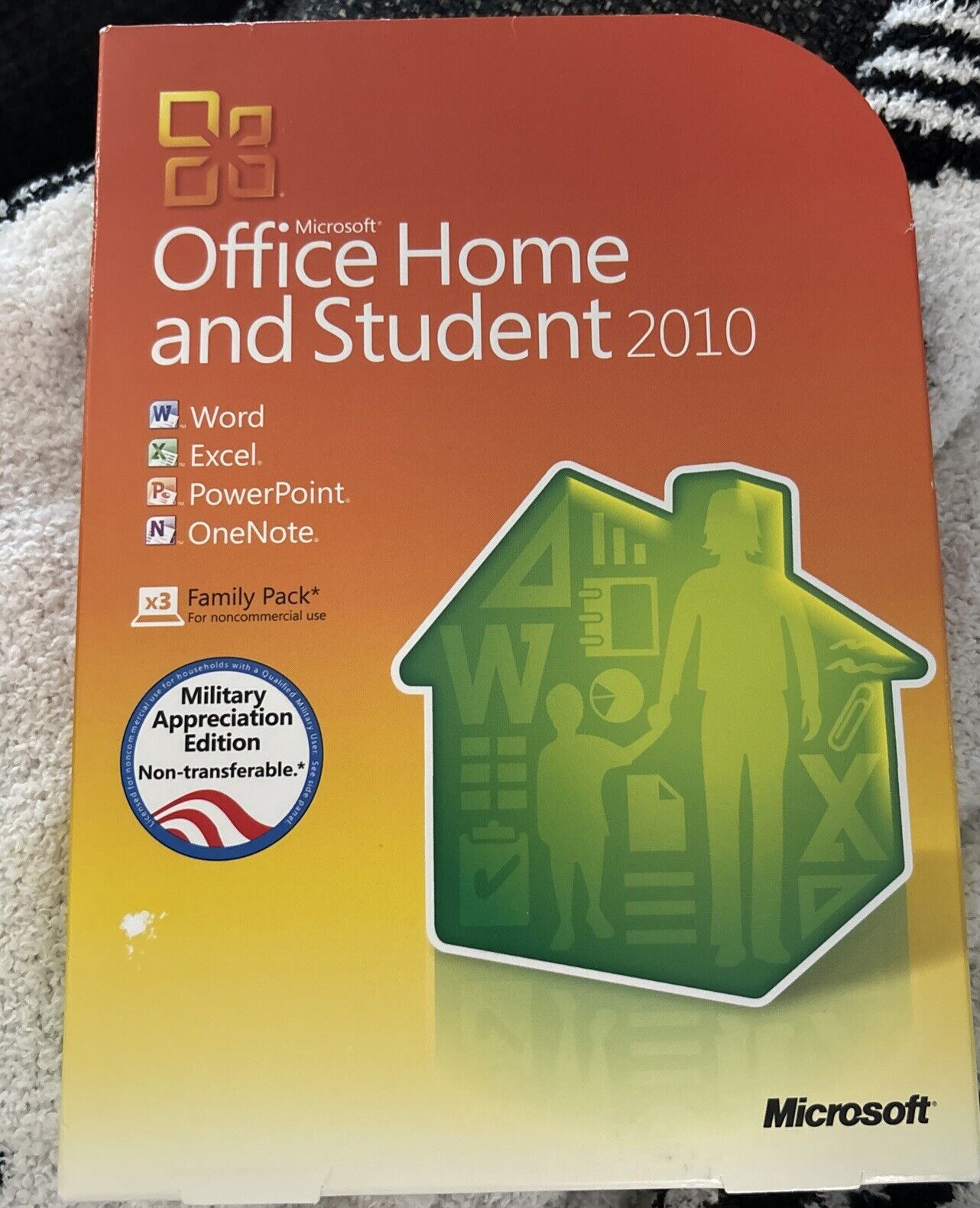 Genuine Microsoft Office 2010 Home and Student Family Pack for 3 PCs Military