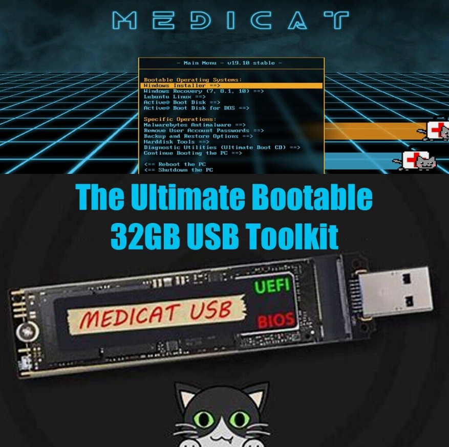 MediCat bootable USB thumbdrive w/32GB of tools - Bypass Windows password