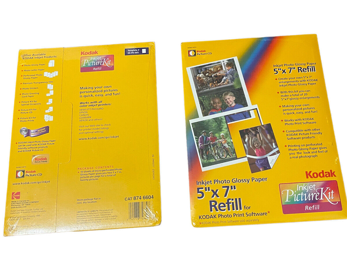 Kodak Ultra Premium Photo Refill Paper 5x7” High Gloss 20 sheets Each Pack Of 2