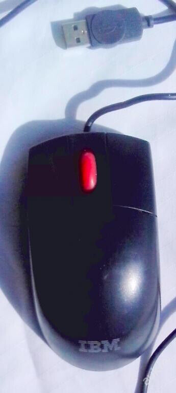 Very Rare IBM USB optical black mouse with red wheel with IBM logo