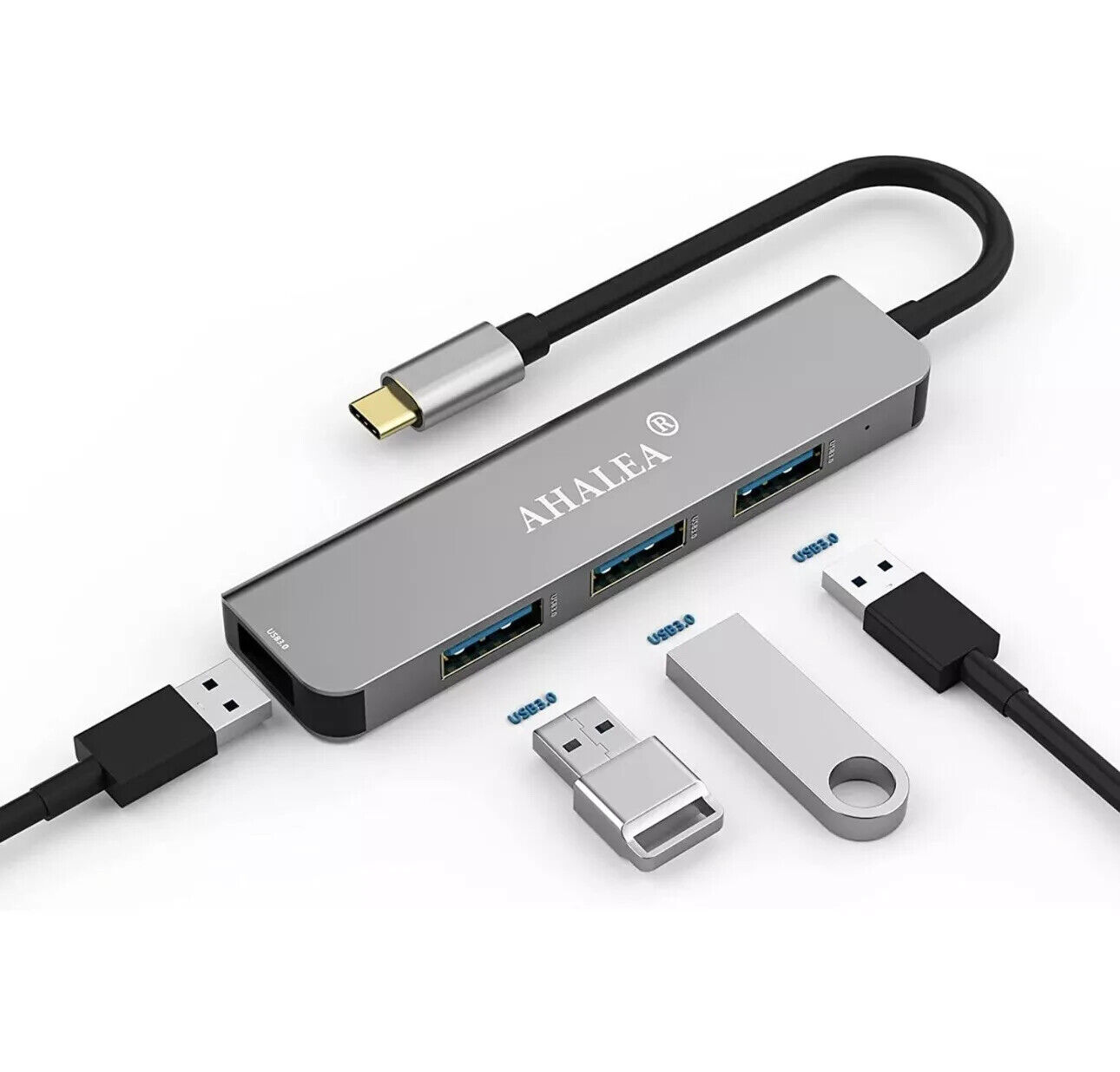 2x AHALEA 4 Port USB-C Hub 4 USB 3.0 ports For Windows And MacBook