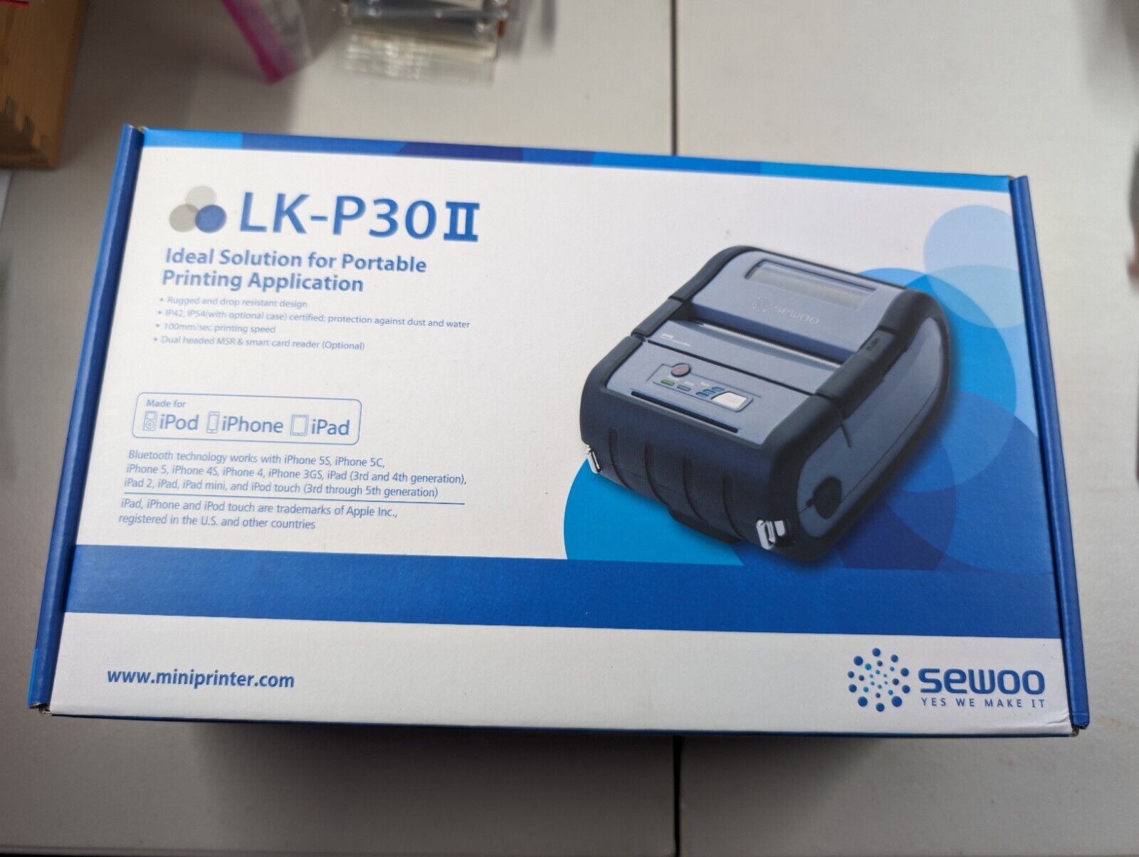 Sewoo LK-P30IISB Mobile Blu Tooth Thermal Printer OPEN BOX TESTED Great Deal