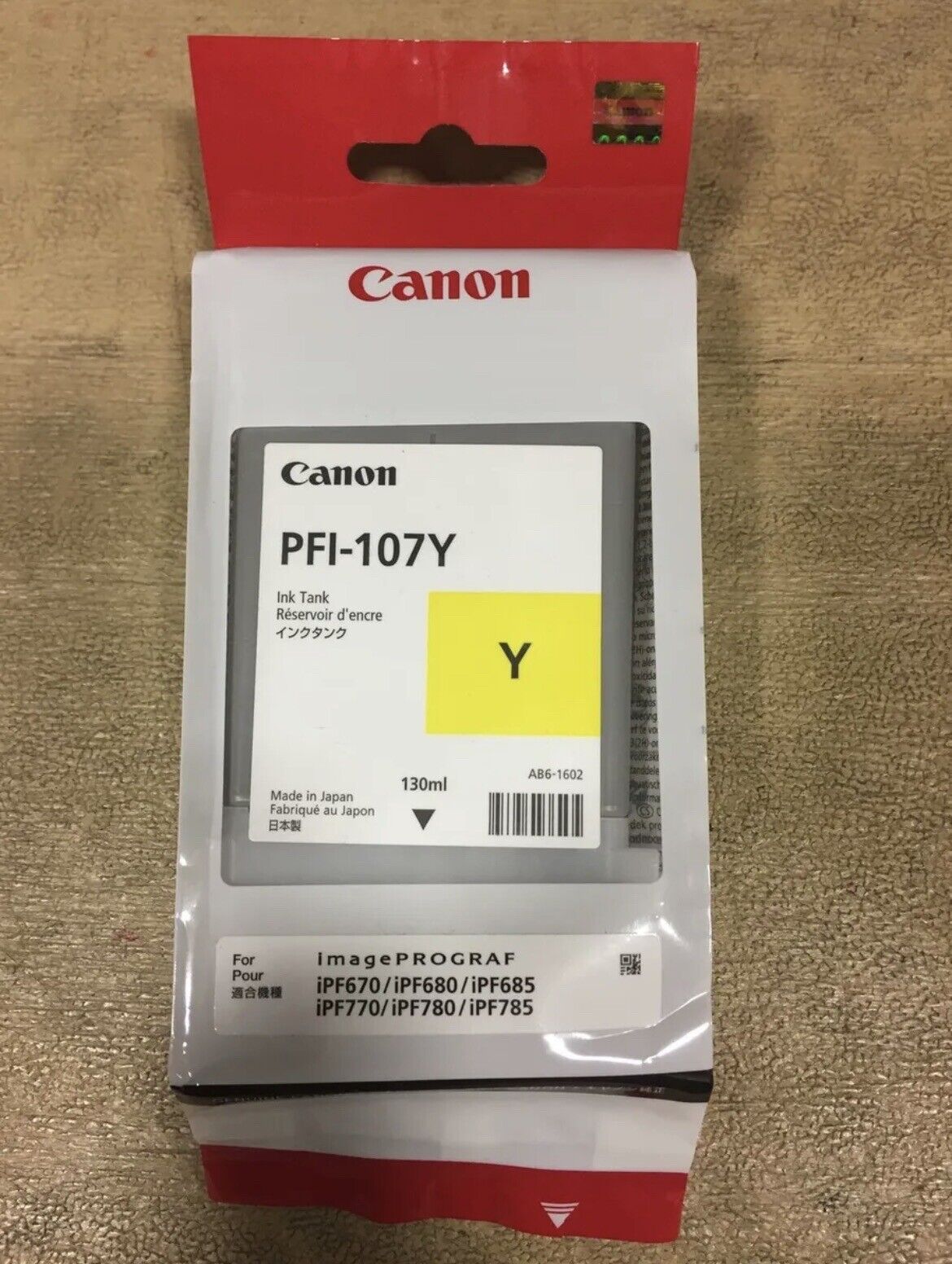 Canon PFI-107Y Yellow 130ml Ink Tank Toner Printer Cartridge Dated 2023