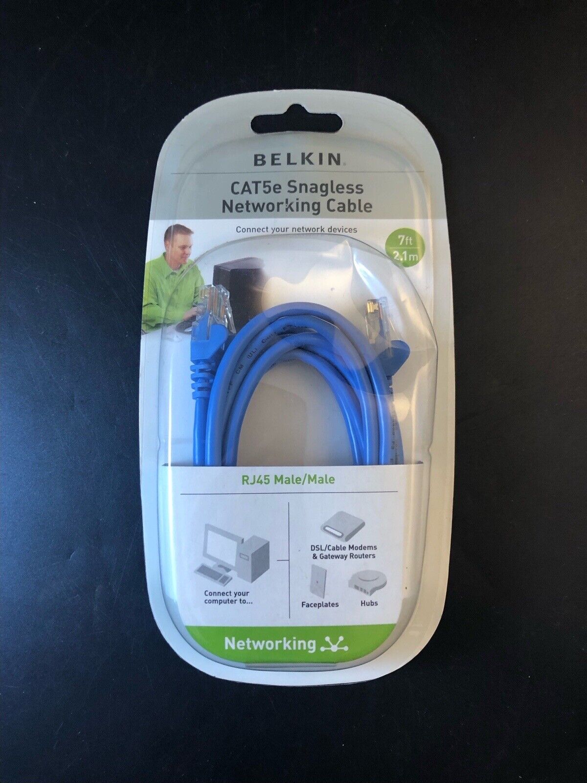 Belkin A3L850A07-BLU-S Fastcat 5e Premium Snagless Networking Cable 7ft blue Vf2
