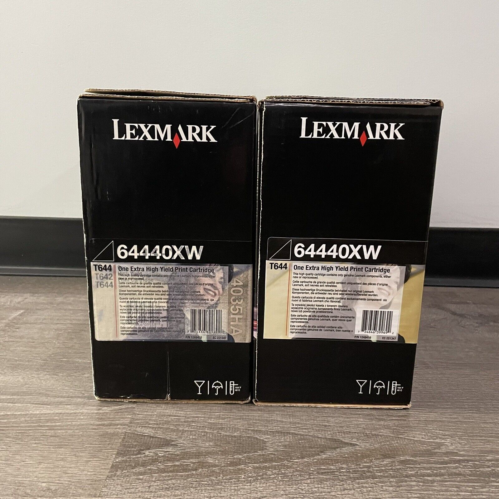 Genuine Lexmark 64440XW Black EXTRA High Yield Print Cartridge lot of 2 for T644