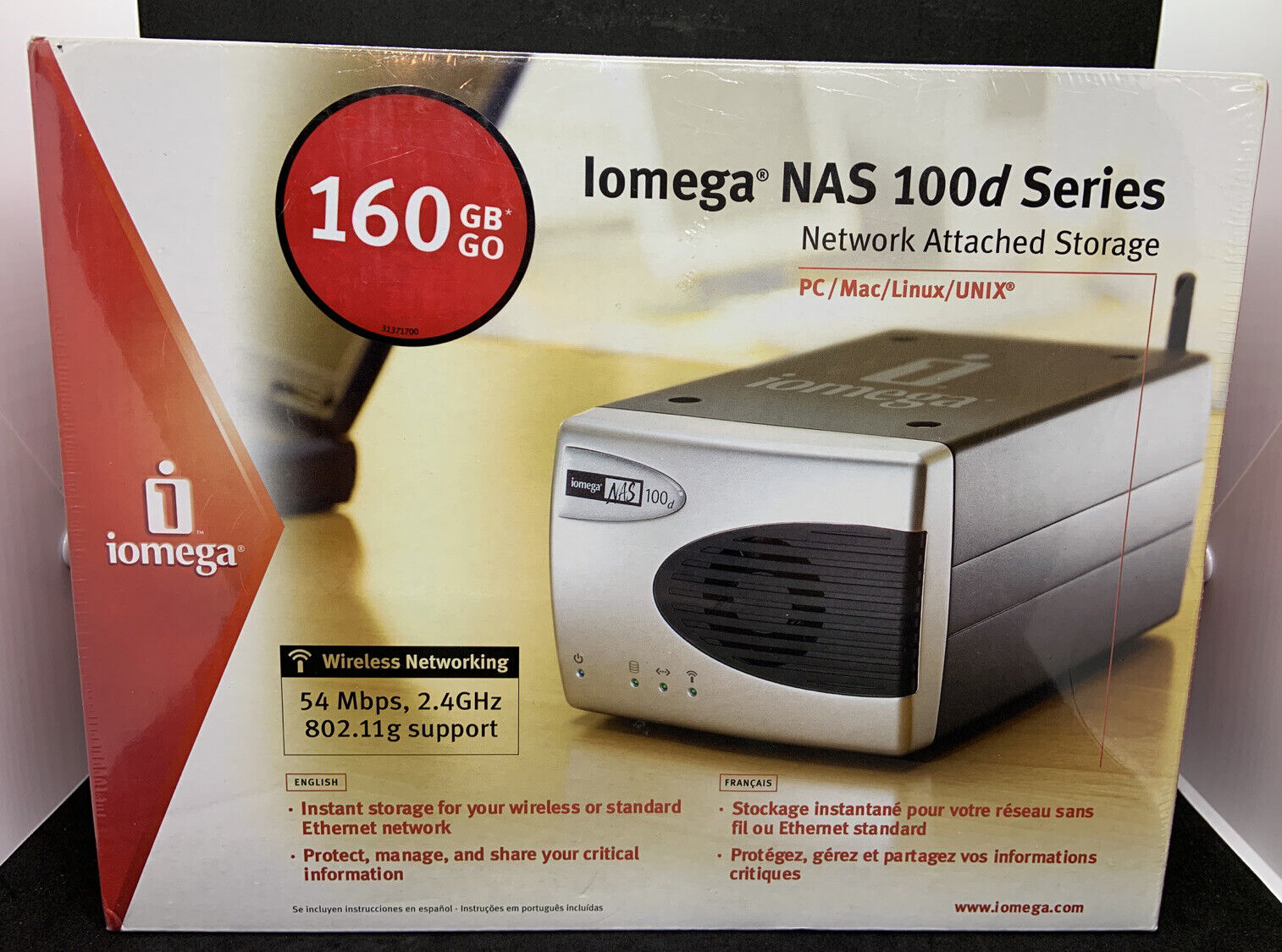 Iomega NAS 100d Series 160GB Network Attached Storage Wireless PC/Mac/Linux/UNIX