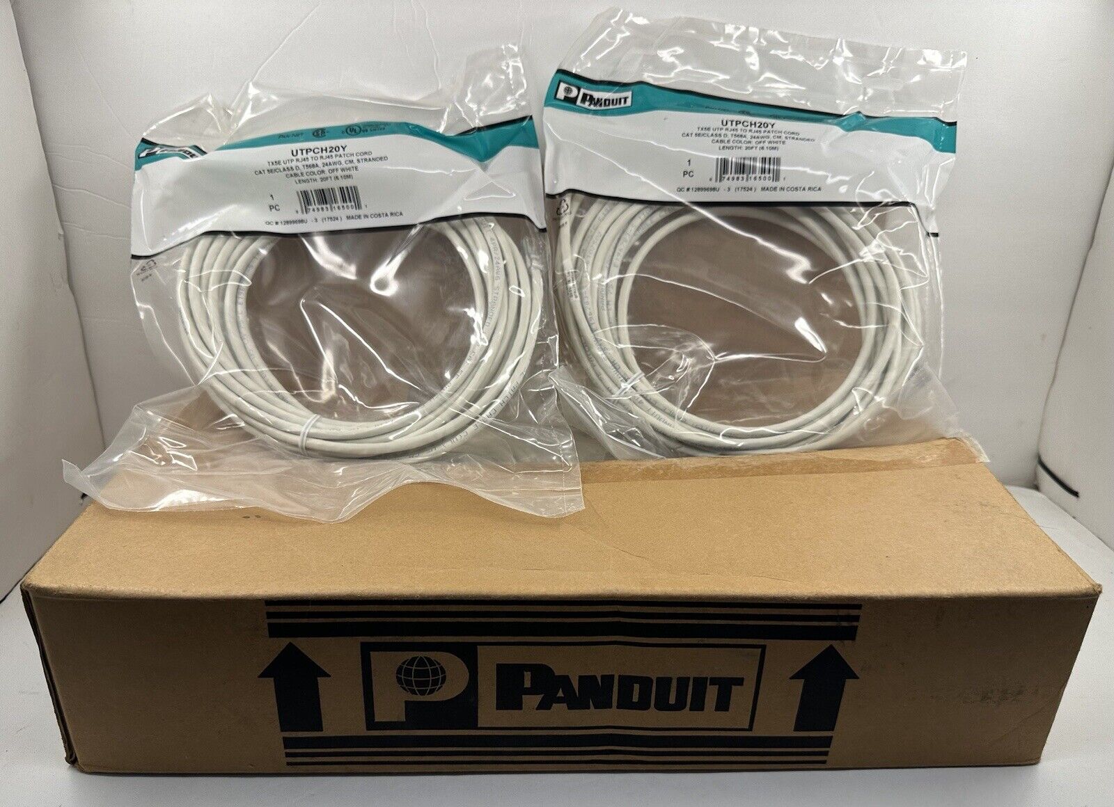 Panduit UTPCH20Y 20’  Off White Patch Cord Cat 5e - Box of 10