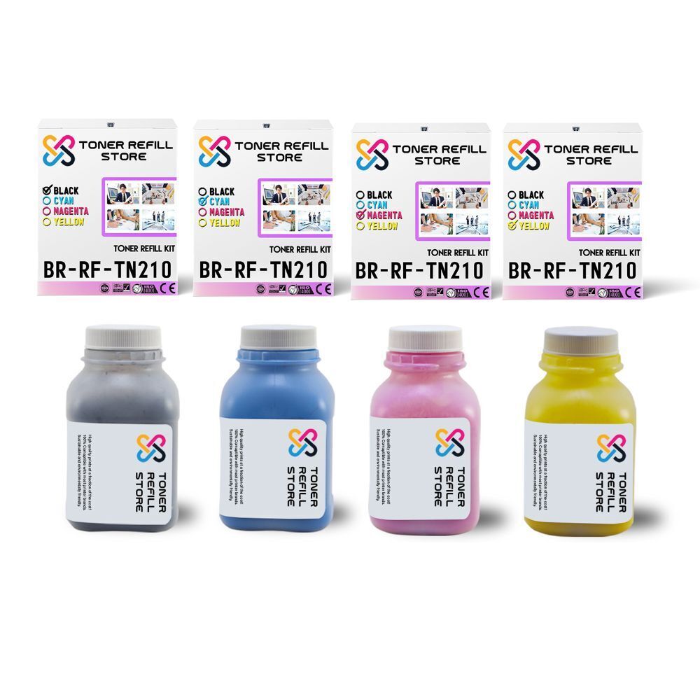 4Pk TRS TN221 BCMY Compatible for Brother HL3140CW, MFC9130CW Toner Refill Kit