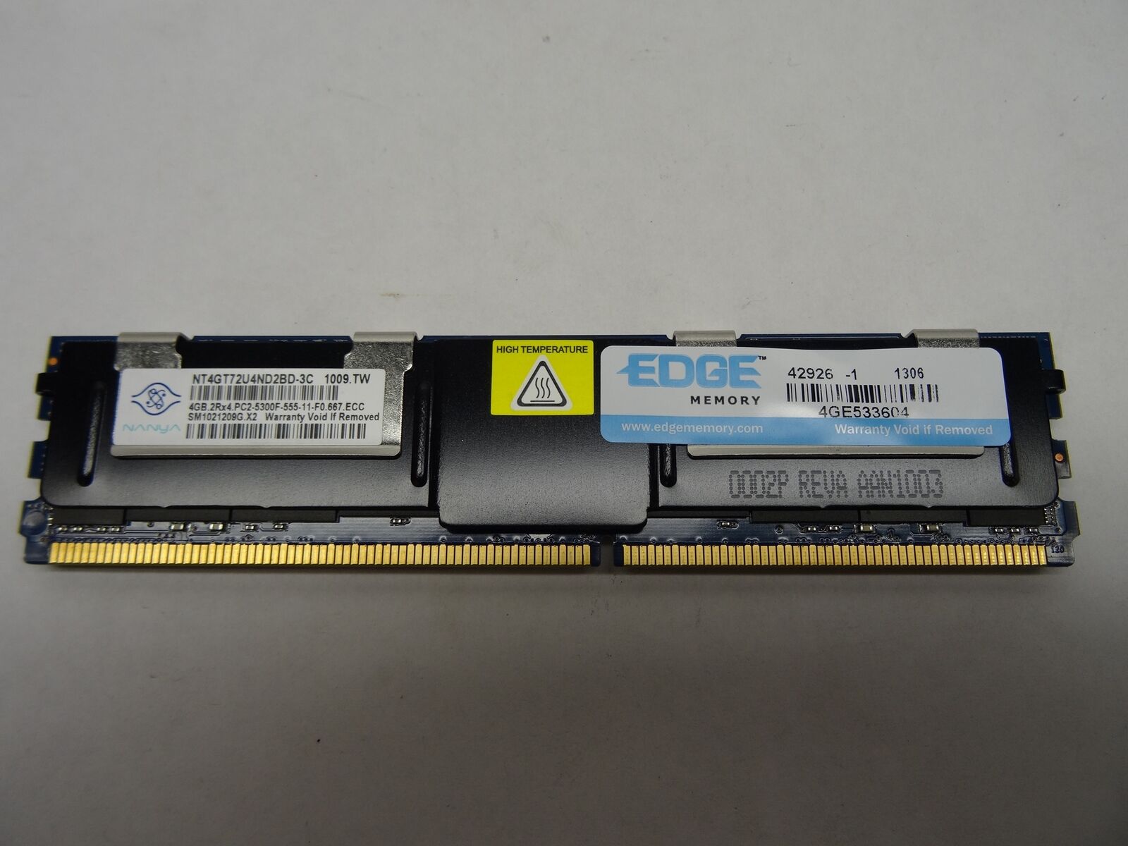 NANYA PC2-5300F 4GB 2RX4 DDR2 SERVER MEMORY NT4GT72U4ND2BD-3C
