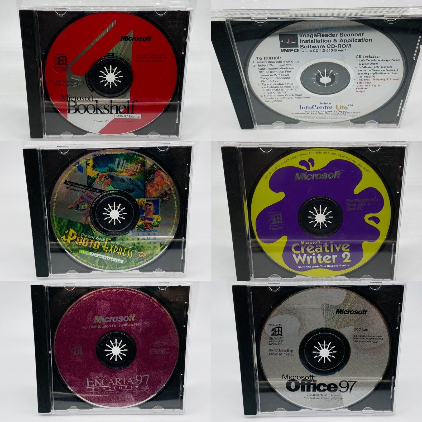 VTG Computer Software Lot Of 6 Discs Microsoft, Ulead Systems, Info Center Lite