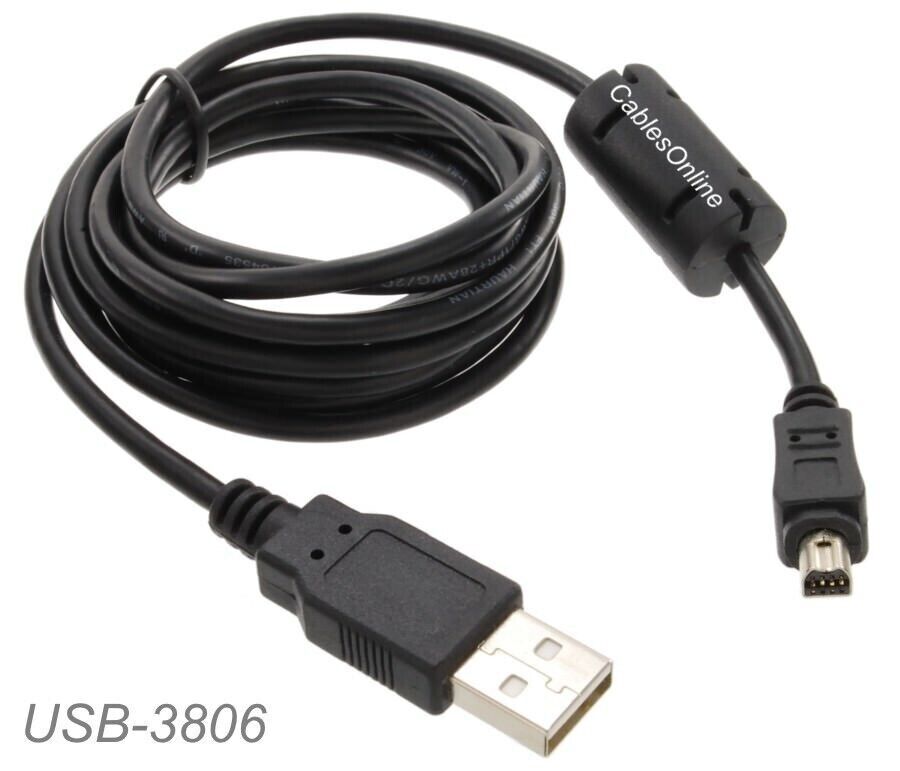 USB to Mini-B 8-Pin Cable for Nikon Coolpix 775 and Olympus D40,C40