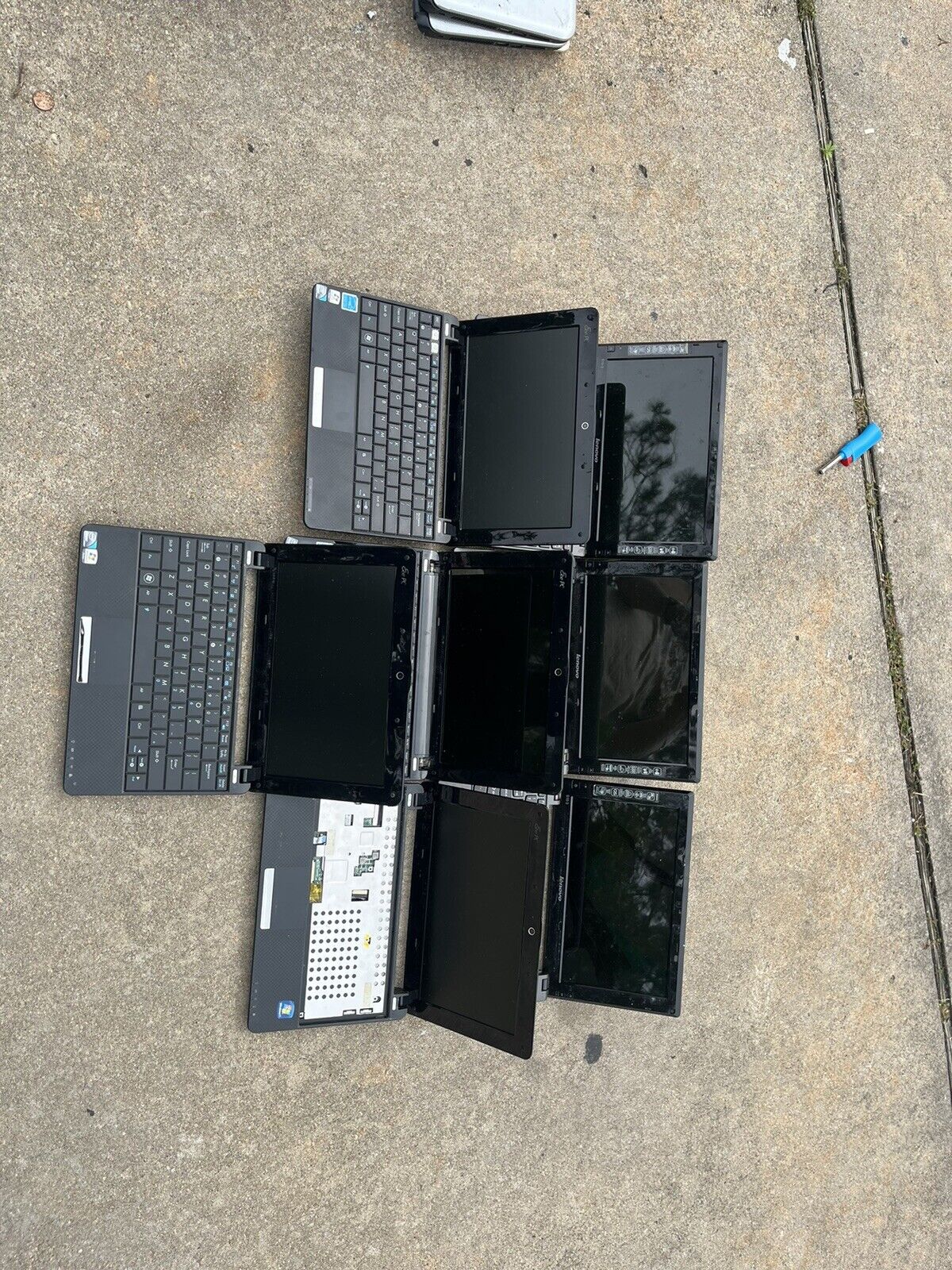Lot Of 7 Lenovo Asus Eeepc Netbook Notebook Intel Atom Laptop (parts Or Repair)