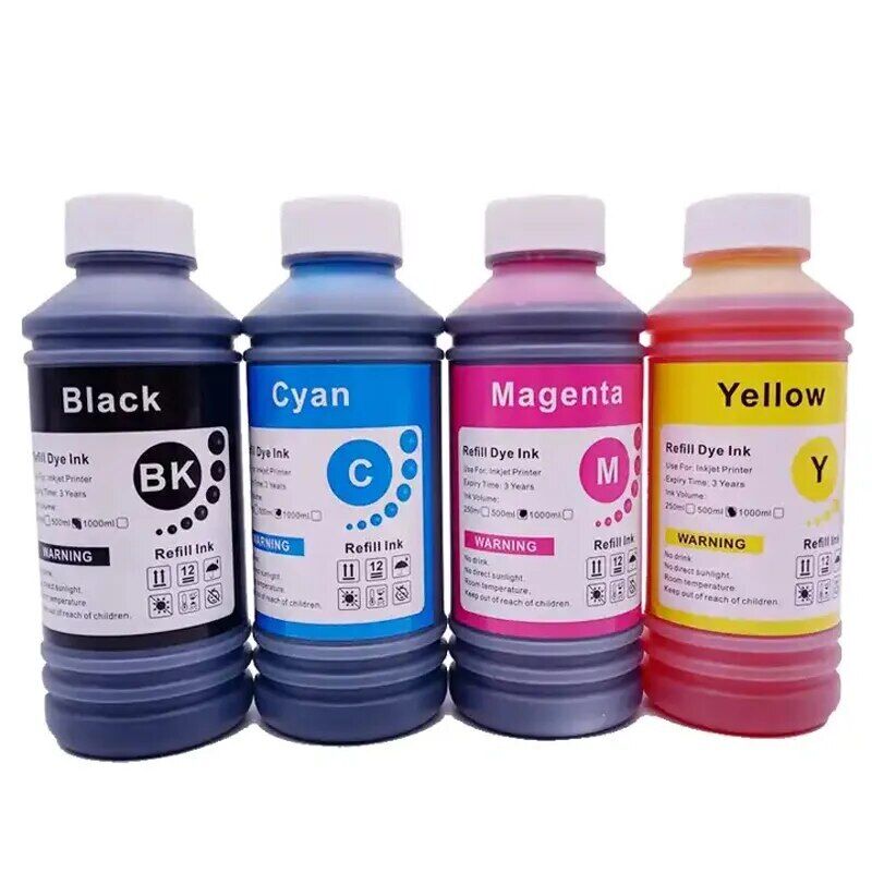 Universal 500ml Premium Dye Ink Bottles Multipurpose for Inkjet Printers 4 Pack