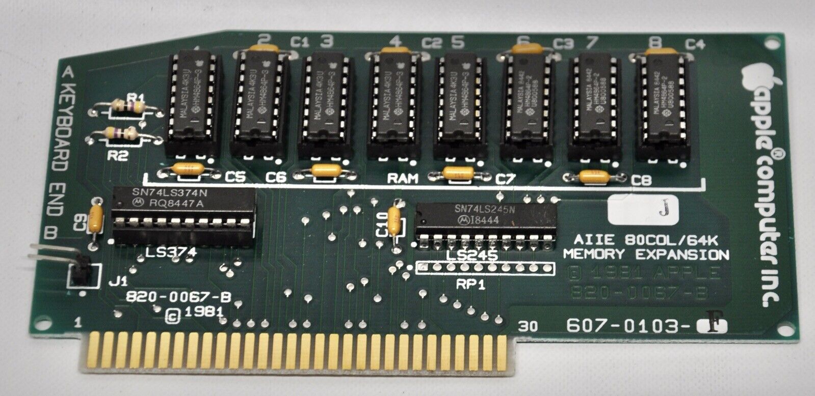 Vintage Apple // - Used Apple 1981 AIIE 80Col/64K Memory Expansion Board