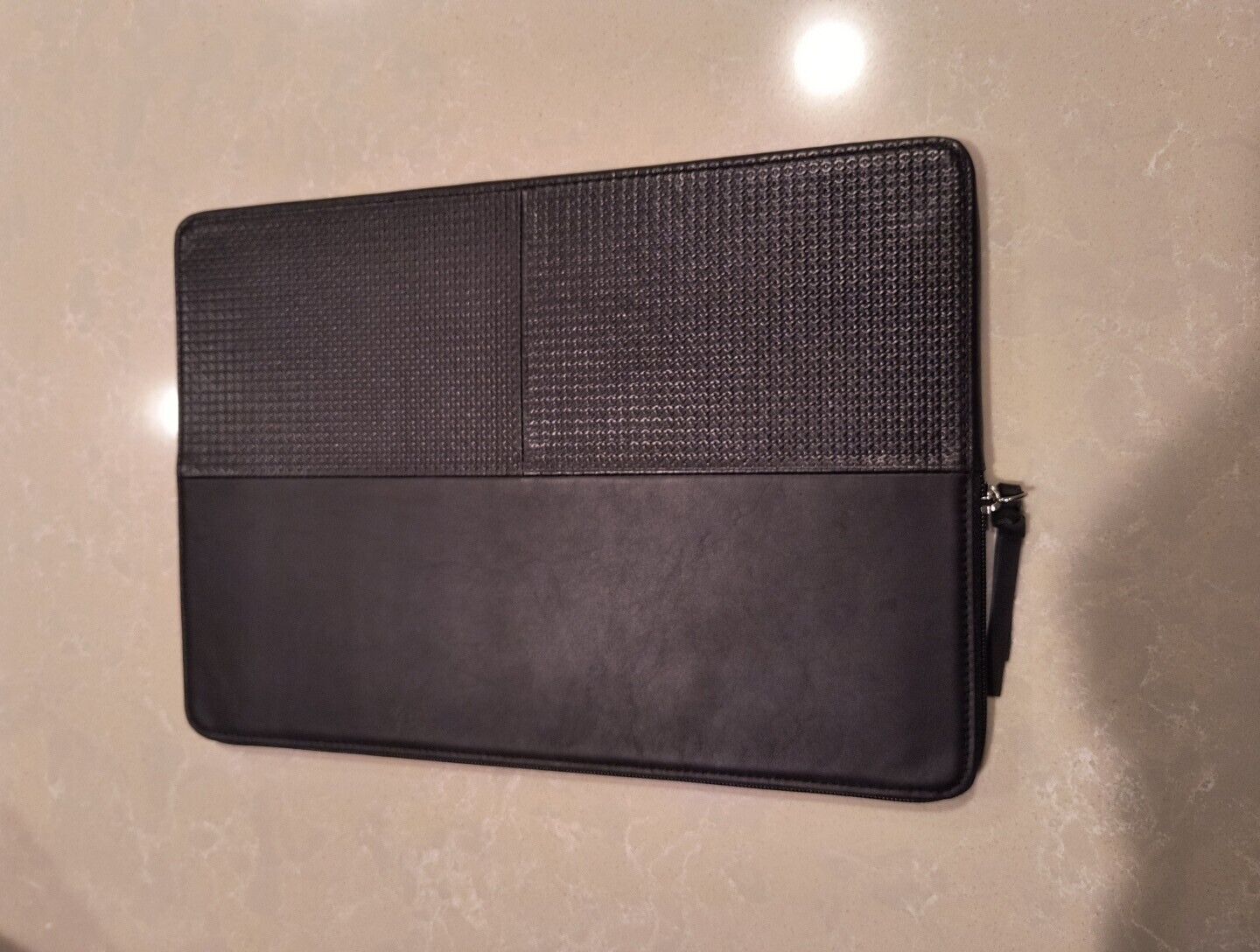 Premium Collection By Caison,  Genuine Leather Portfolio Laptop Case Black