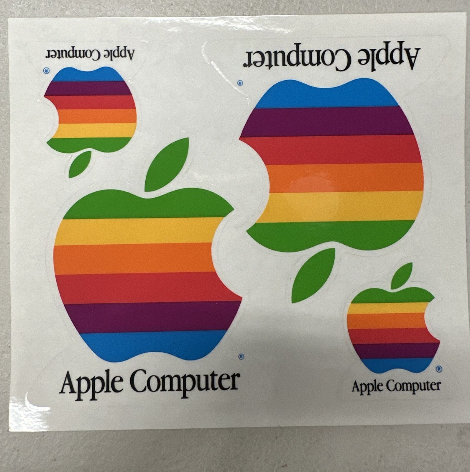 Vintage Apple Computer Stickers 1990 Rainbow Apple Decals NOS Sheet