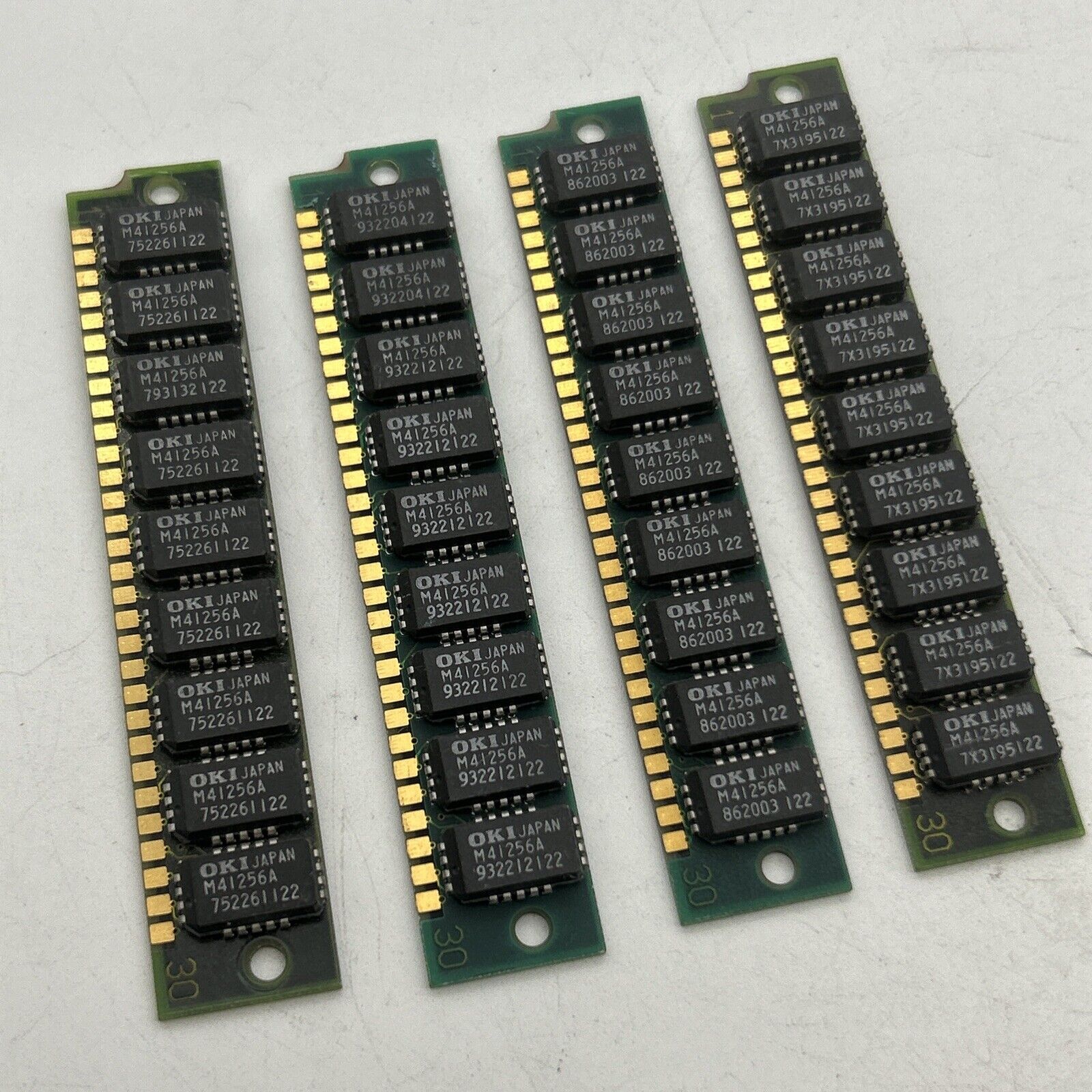 Rare Set of (4) 256K 30-pin Parity SIMM RAM 120ns TOTAL 1MB 9-chip IBM Apple XT