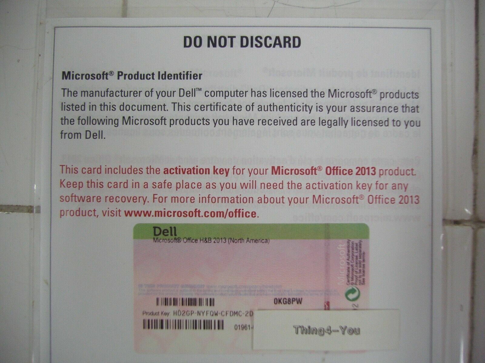 Microsoft Office 2013 Home and Business Full Retail Product Key Card (PKC) =NEW=