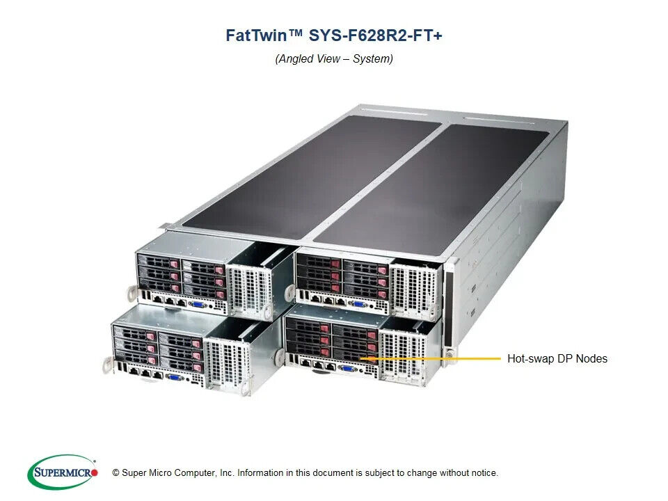 Supermicro SYS-F628R2-FT+ 4-Node Barebones Server X10DRFF-C NEW, IN STOCK 5 Year