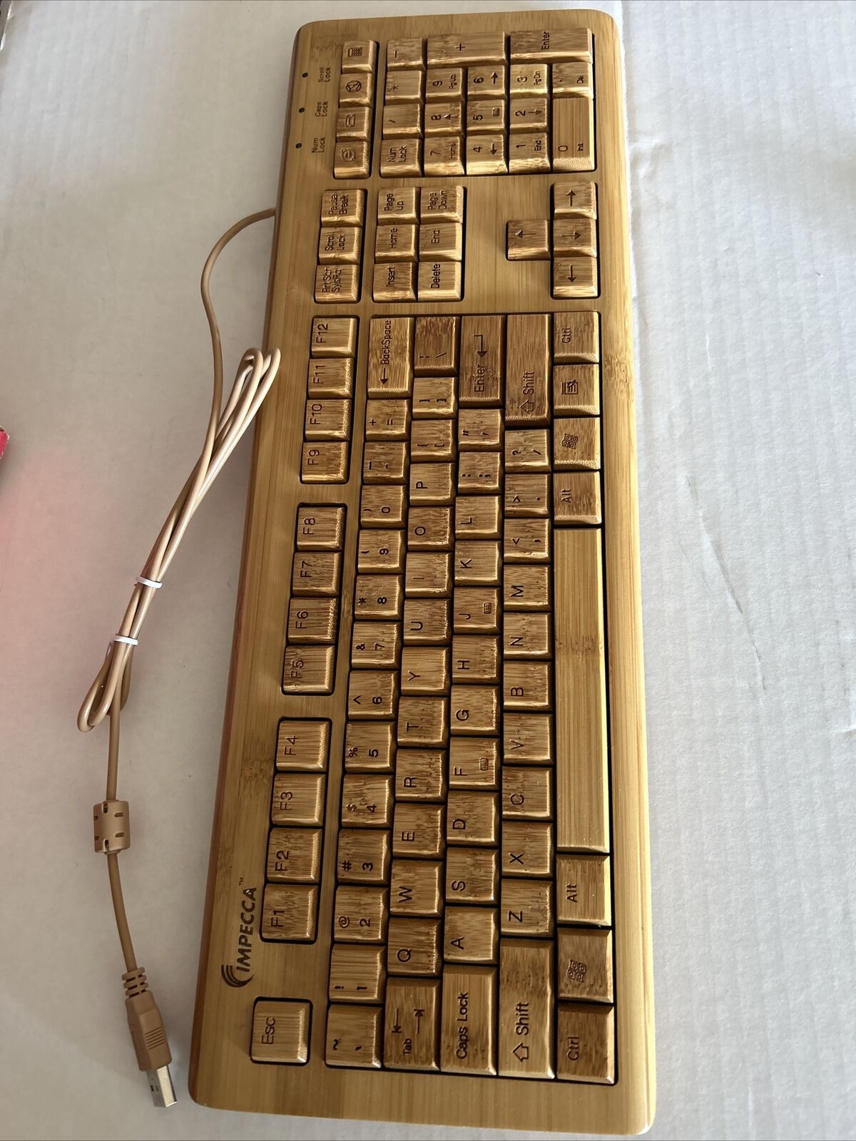 Impecca KBB500 Bamboo USB Keyboard Very Nice Condition