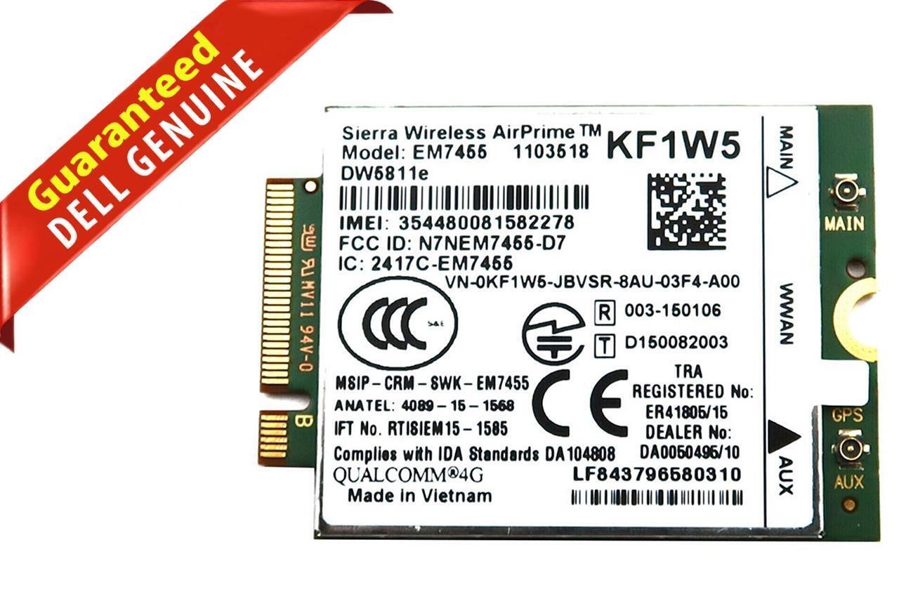 Dell Sierra Wireless AirPrime EM7455 DW5811E 4G LTE 100MB NGFF WWAN Module KF1W5