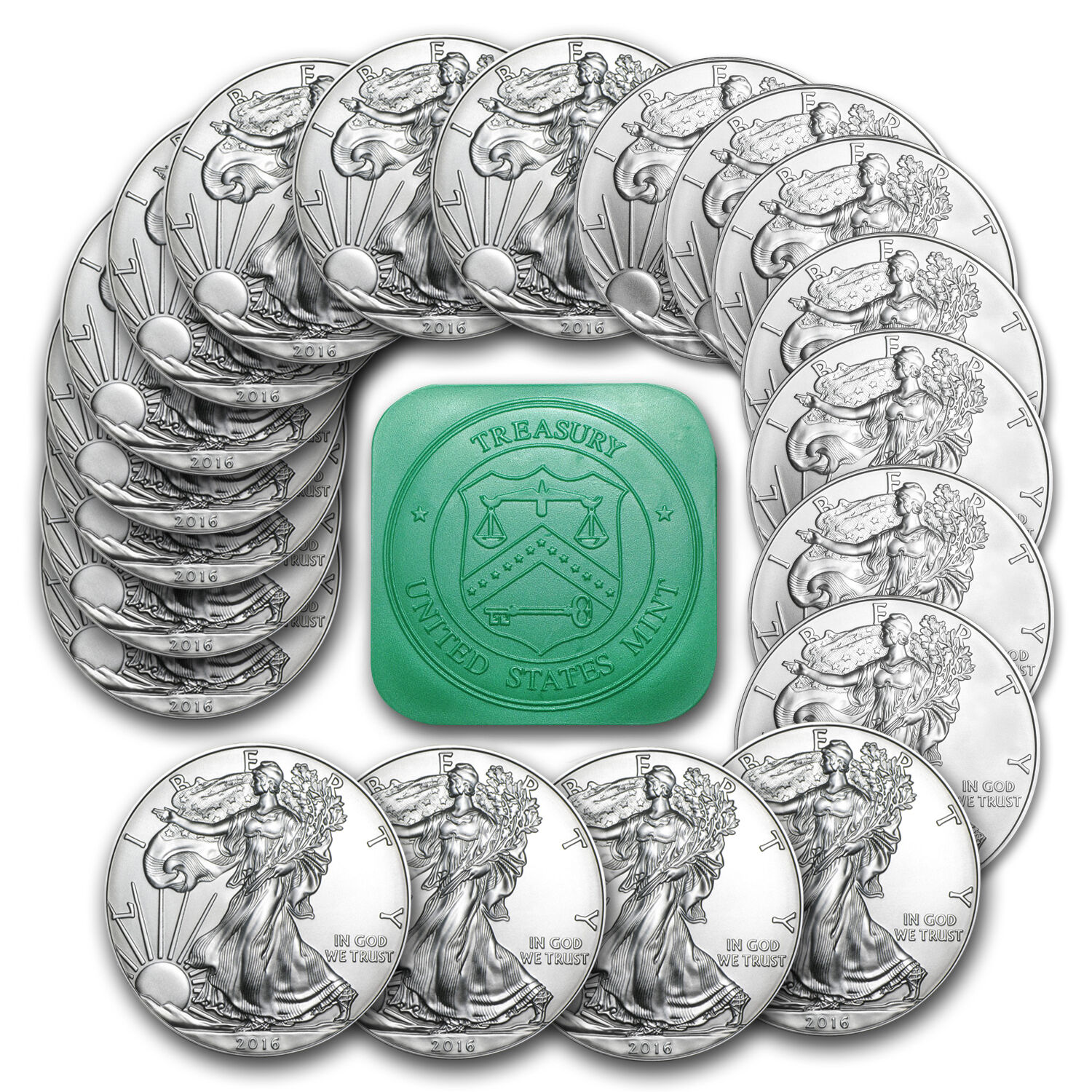 2016 1 oz Silver American Eagle Coins BU (Lot, Roll, Tube of 20) - SKU #95425