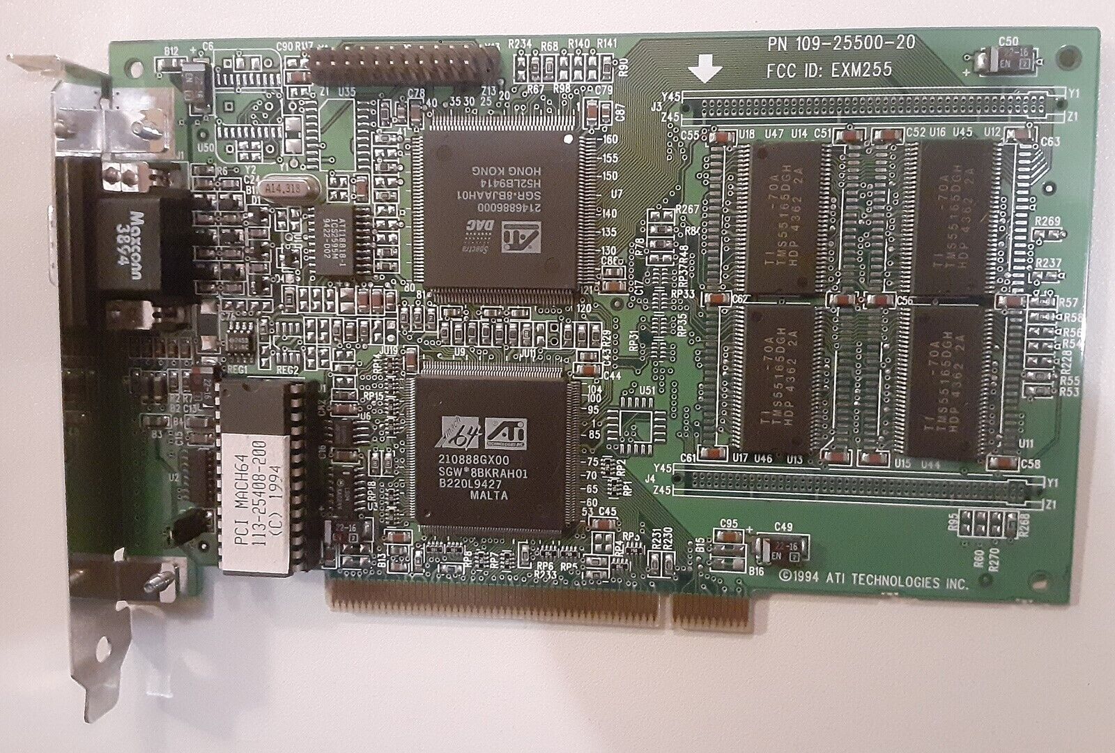 Vintage 109-25500-20 113-25408-200 - ATI Mach64 2MB PCI VGA Video Graphics Card