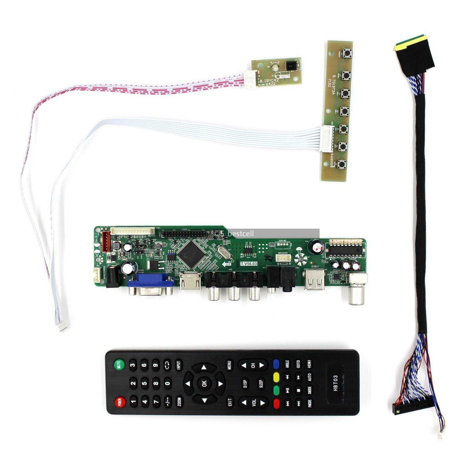 TV+HDMI+VGA+USB LCD LED Screen Controller Driver Board Kit for 15.6