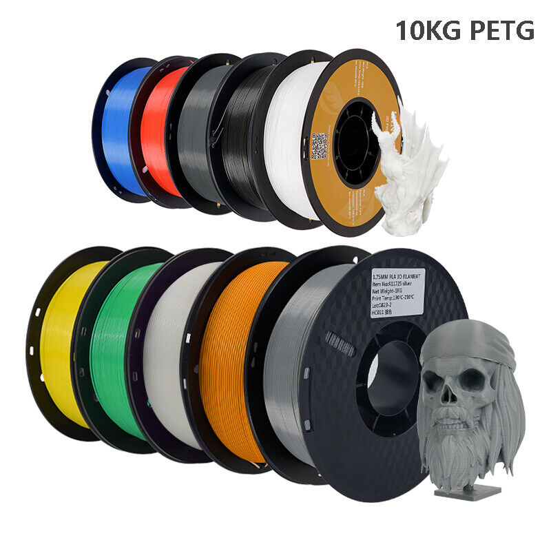 Kingroon 10KG 3D Printer Filament 1.75 mm PETG Lot Colors Mix Bundles 1KG Spools