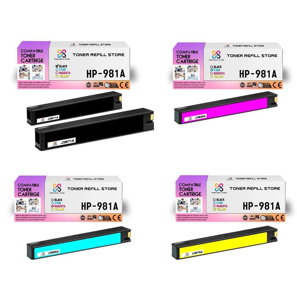 5PK TRS 981A BCMY Compatible for HP PageWide Enterprise 556dn Ink Cartridge