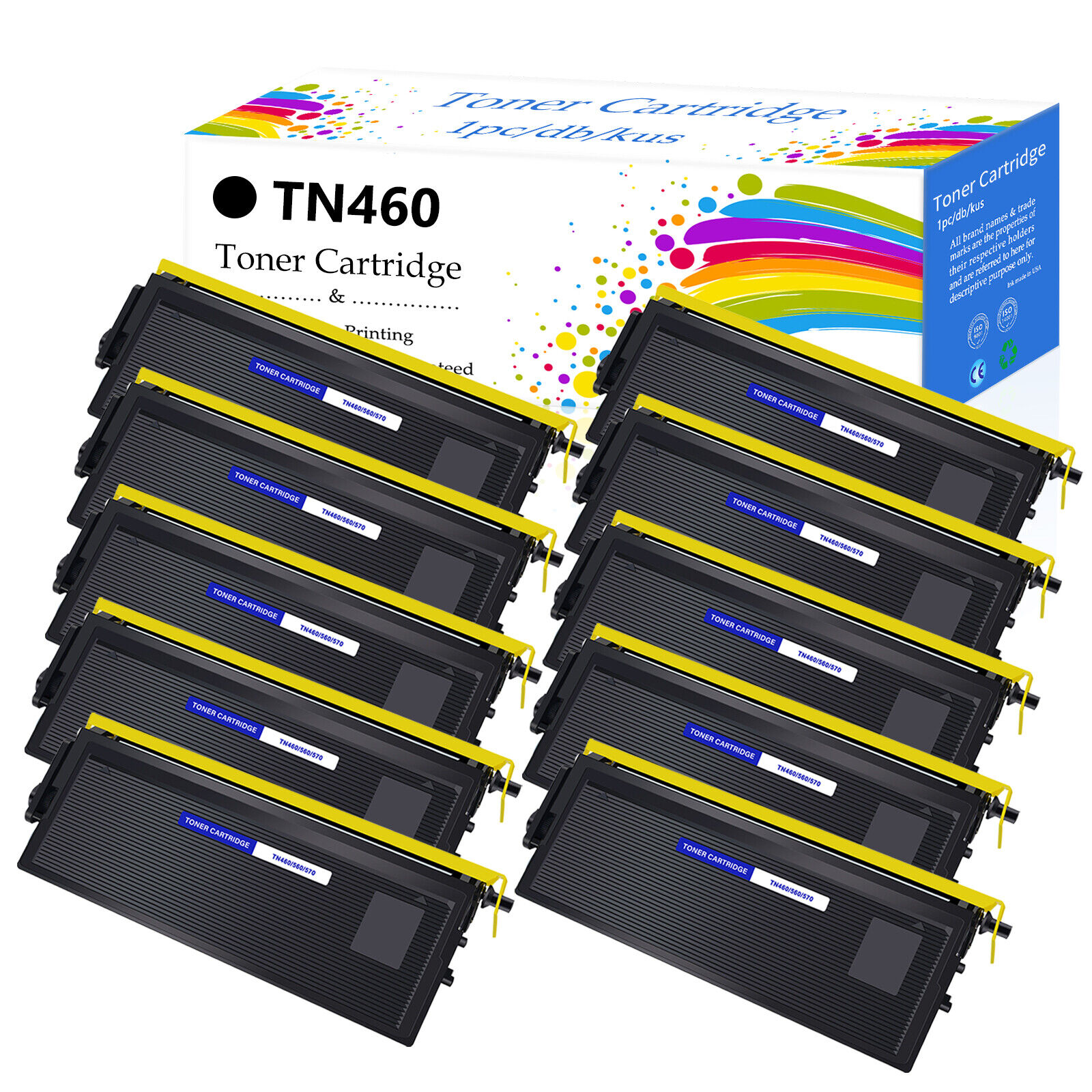 10 PK TN460 Toner Cartridge For Brother HL-1250 HL-1270 HL-1435 HL-1440 MFC-8500
